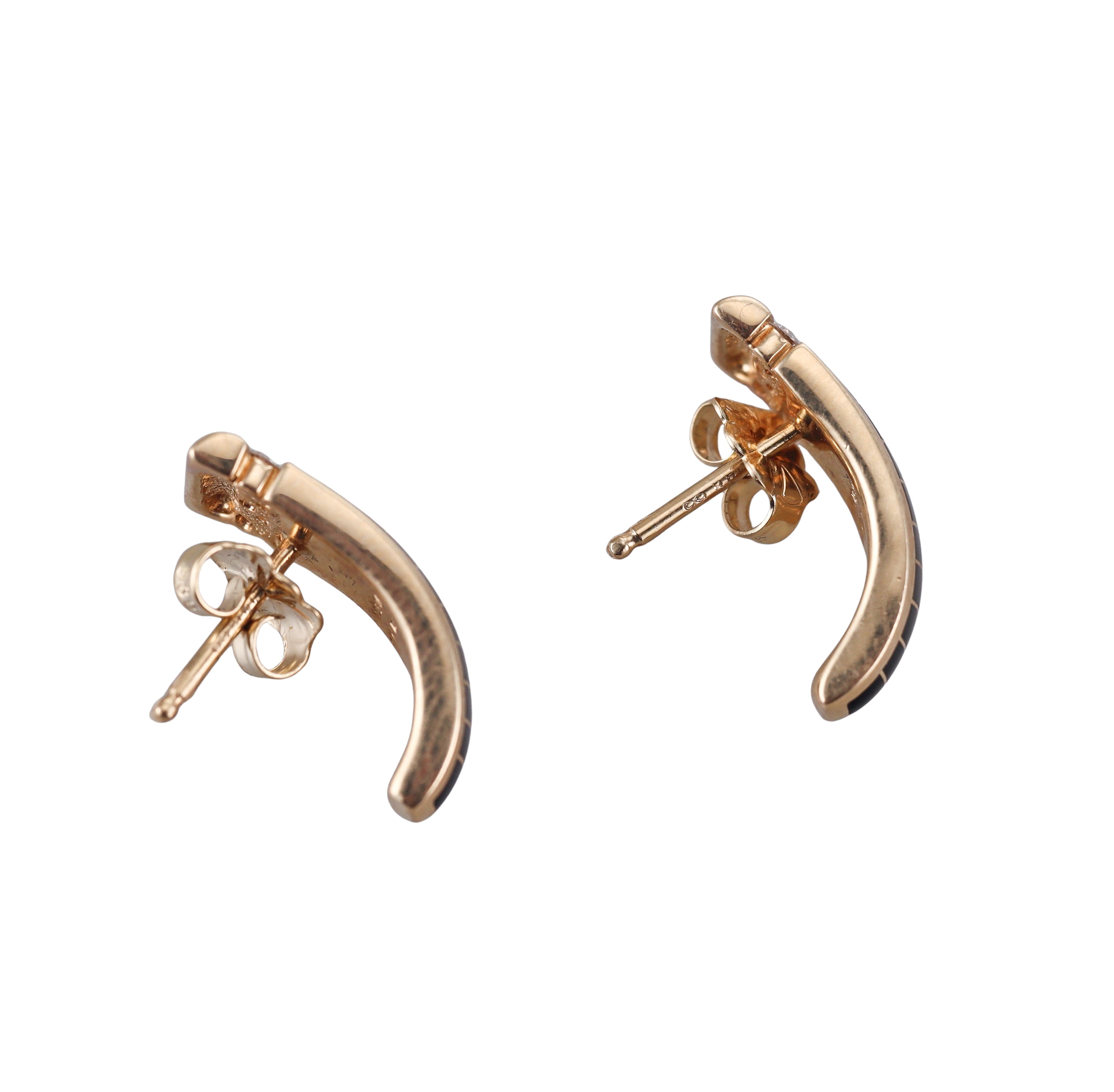 Kabana 14K Yellow Gold Black Onyx Diamond Earrings