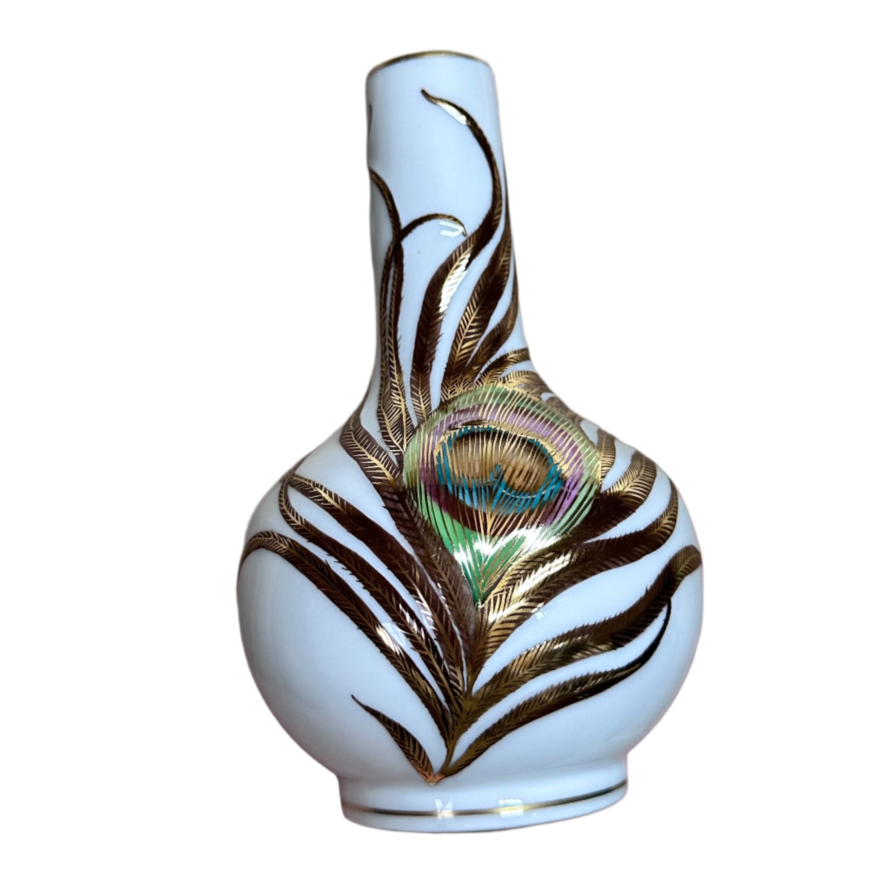 Pair Of Herend Porcelain Peacock Vase 7148/C