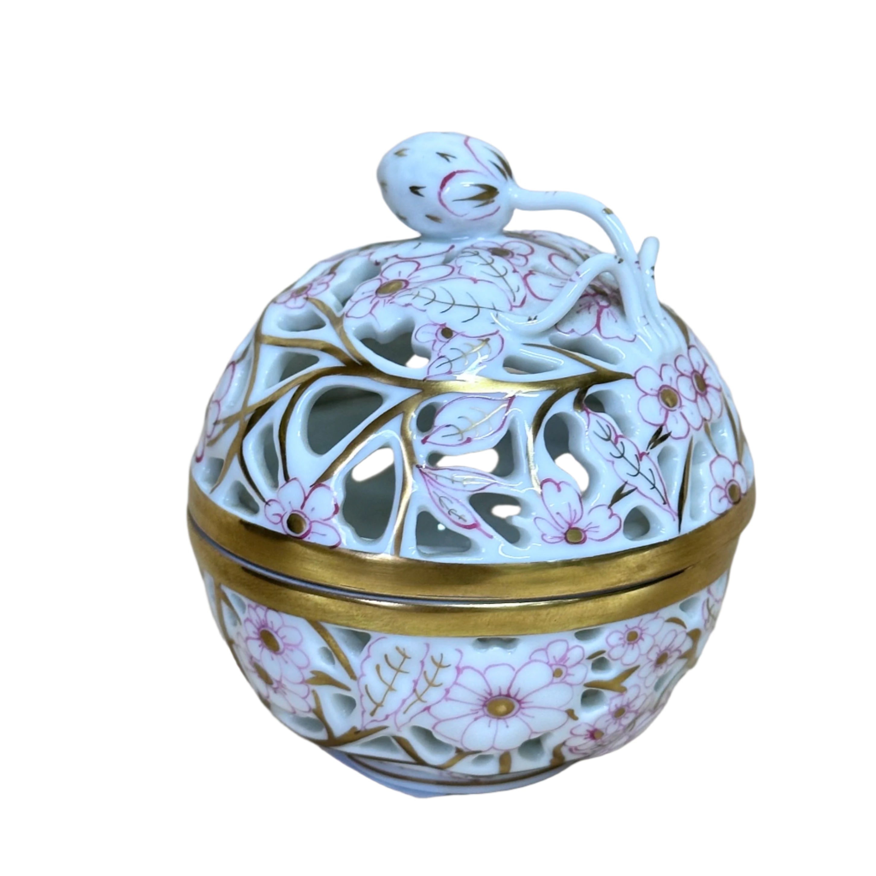Herend Porcelain Bonbonniere Openwork Box & Lid Egg Giftware Pink 6215-0-11/CORP