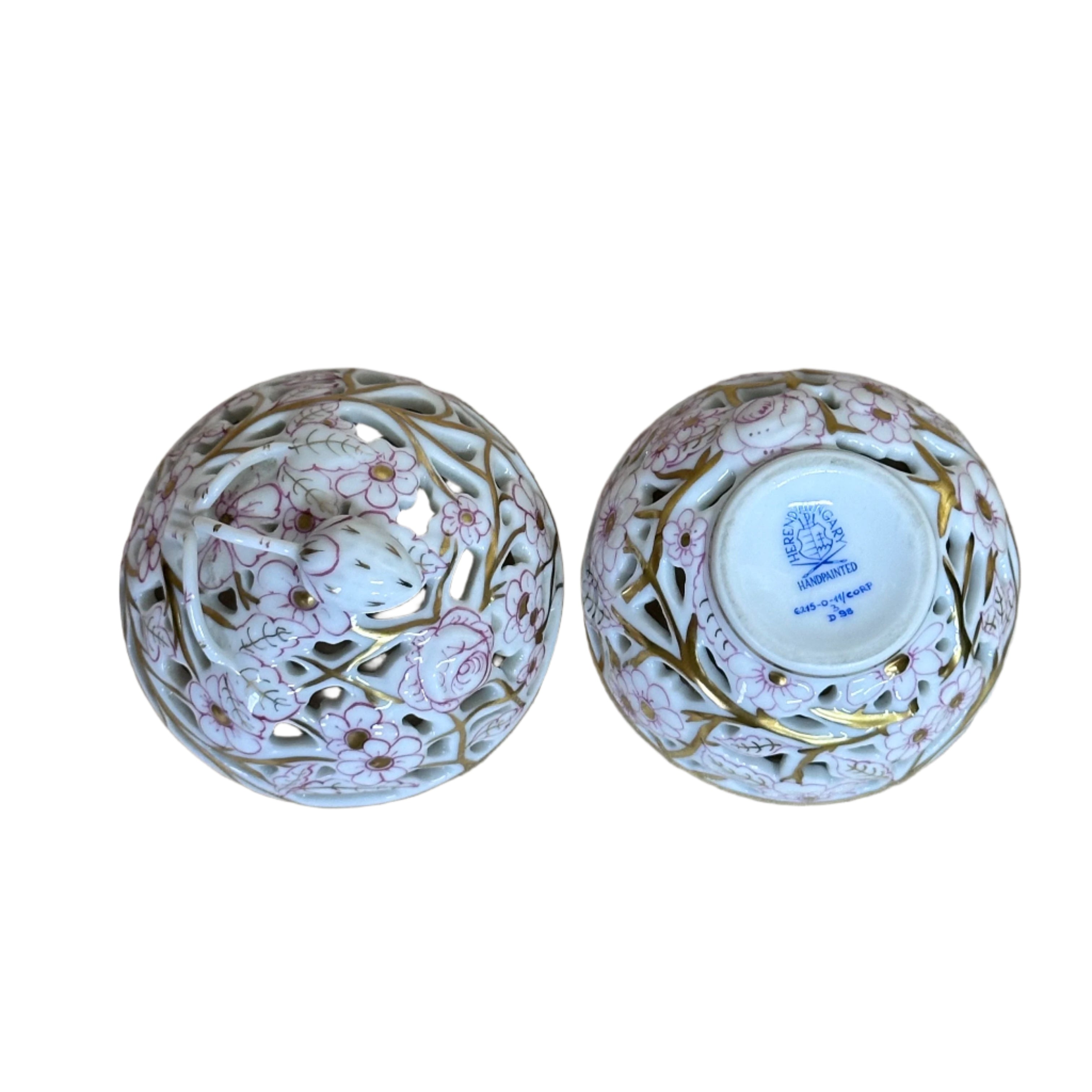 Herend Porcelain Bonbonniere Openwork Box & Lid Egg Giftware Pink 6215-0-11/CORP