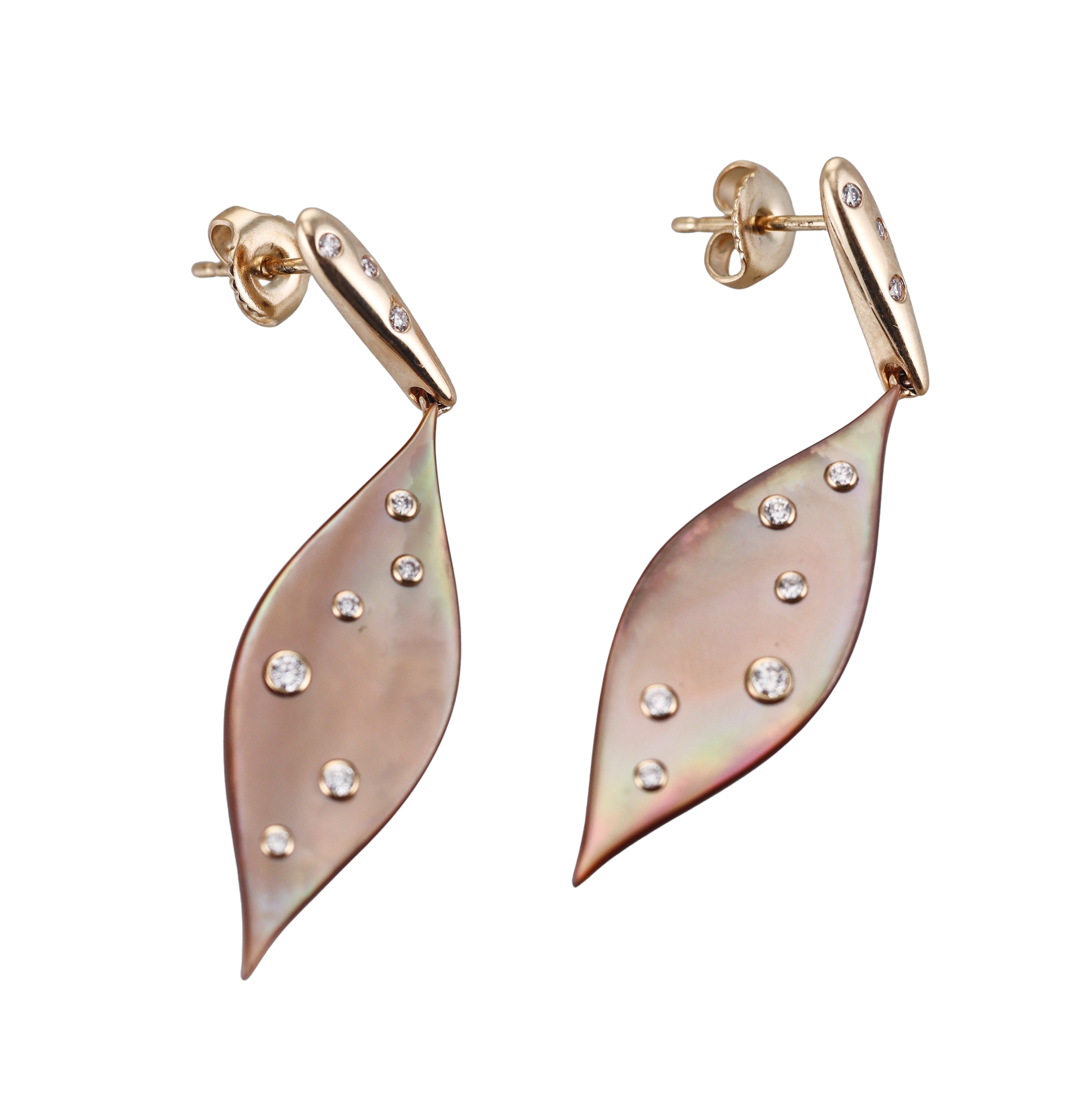 Kabana 14K Yellow Gold Mother of Pearl Diamond Drop Earrings