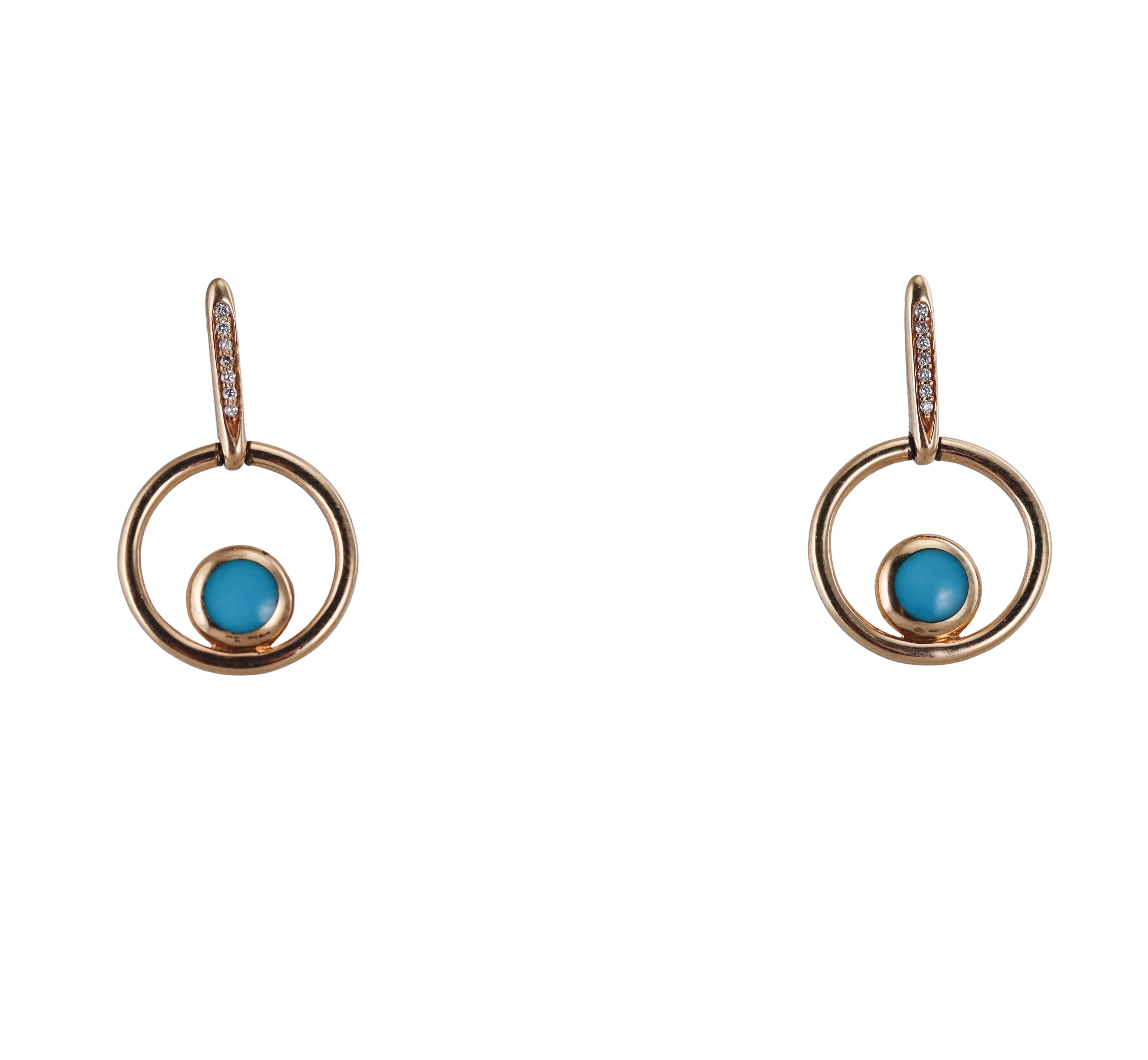 Kabana 14K Yellow Gold Turquoise Diamond Earrings