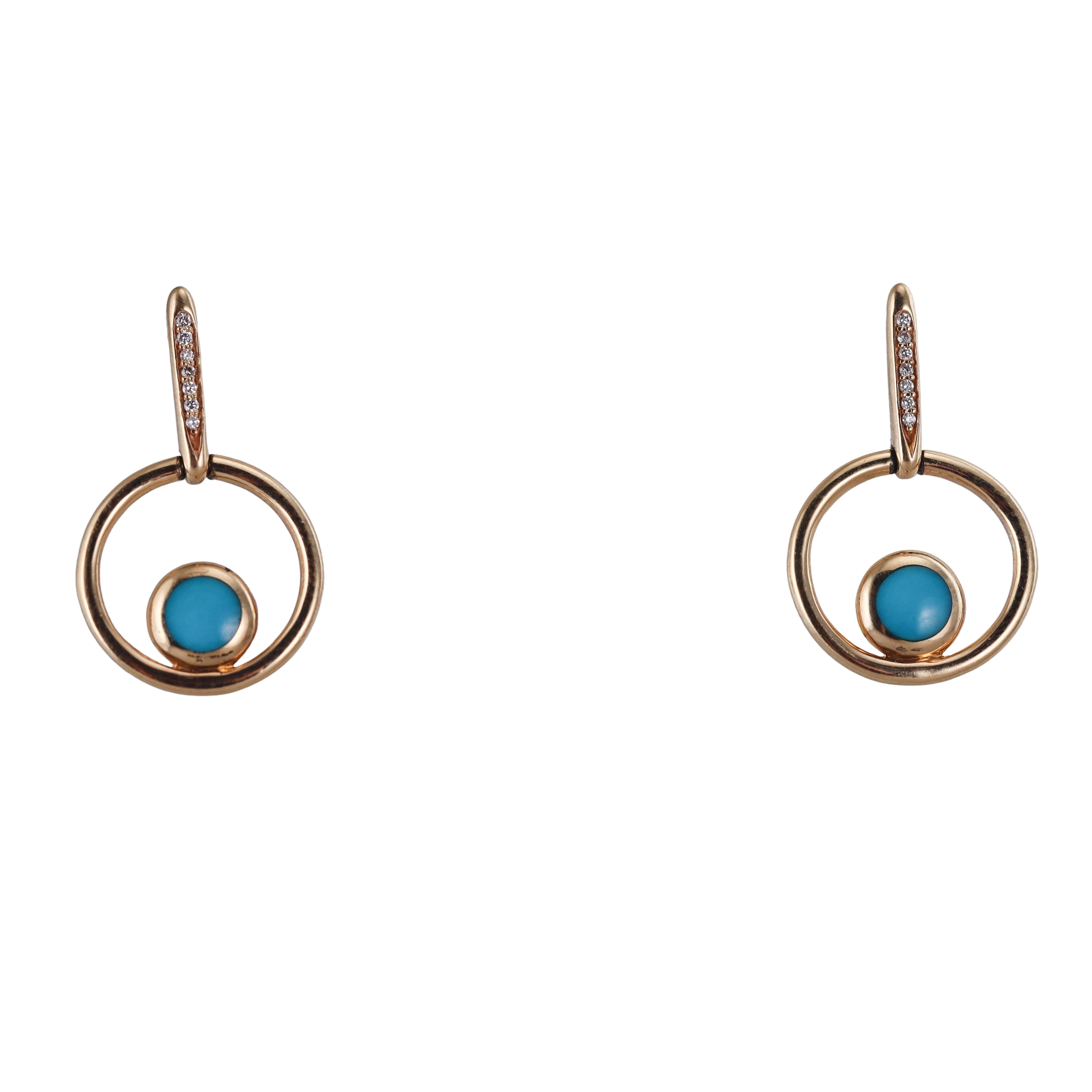 Kabana 14K Yellow Gold Turquoise Diamond Earrings
