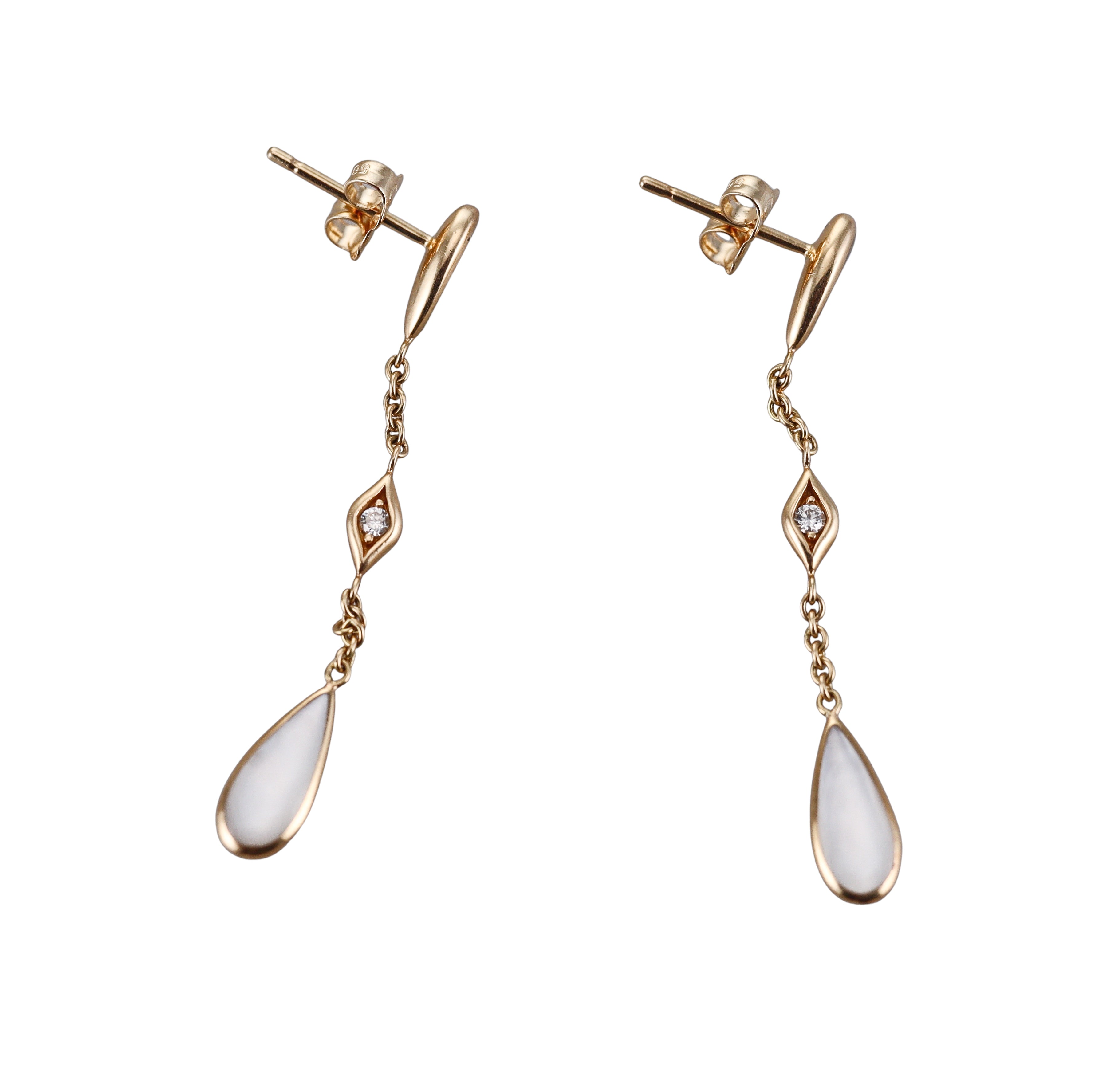 Kabana 14K Yellow Gold Mother of Pearl Diamond Drop Earrings