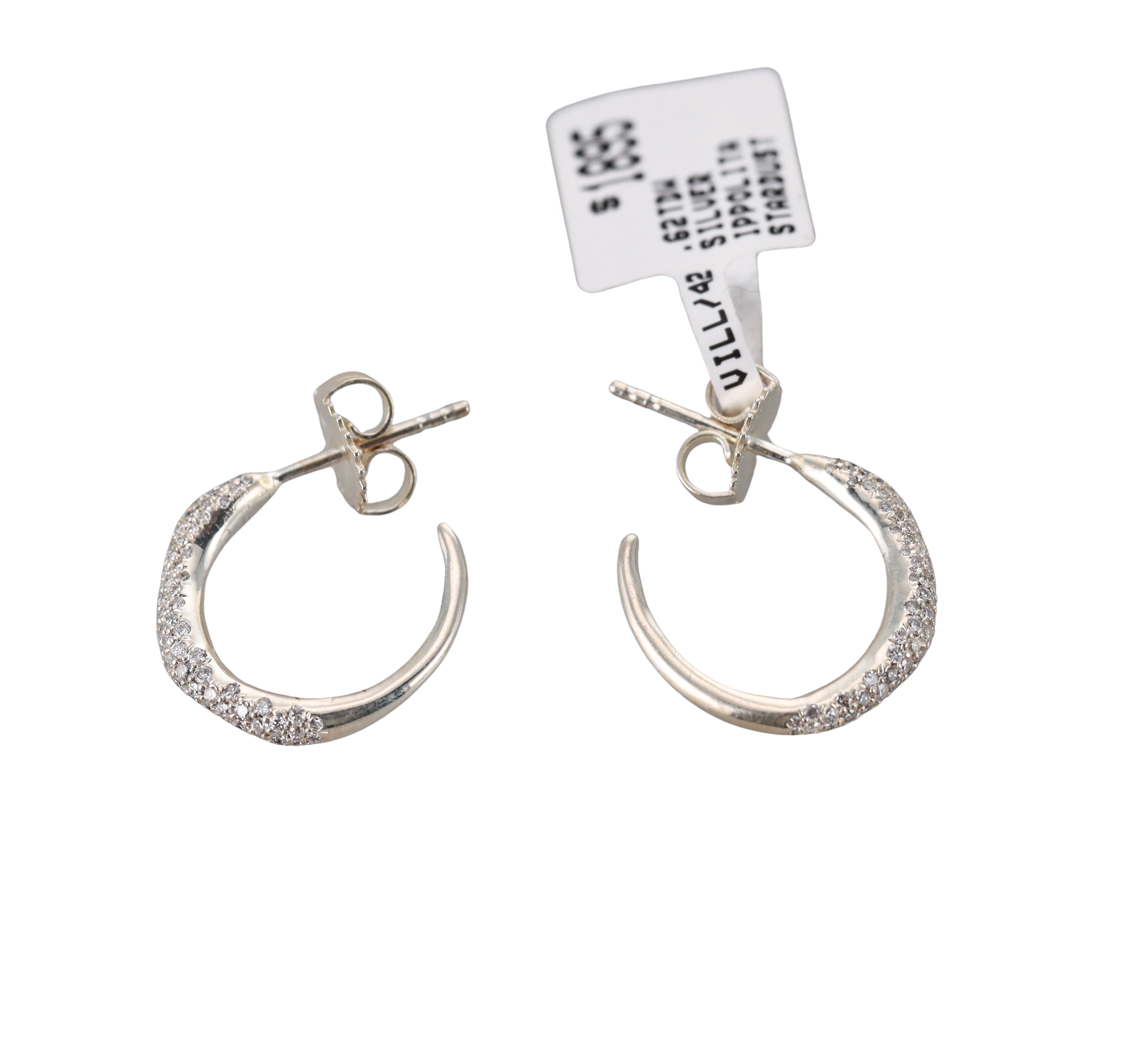Ippolita Stardust Sterling Silver Diamond Hoop Earrings