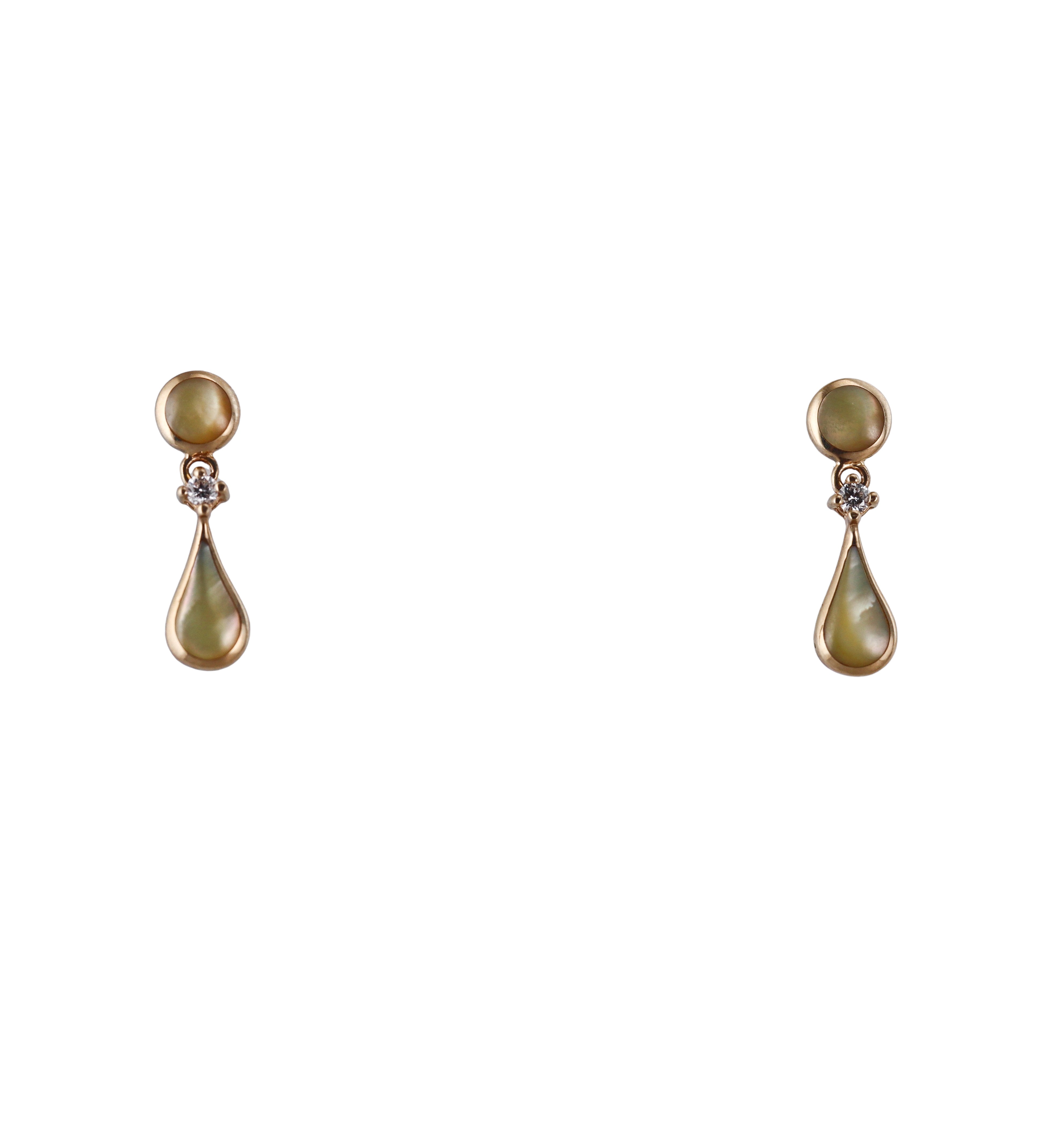 Kabana 14K Yellow Gold Mother of Pearl Diamond Drop Earrings