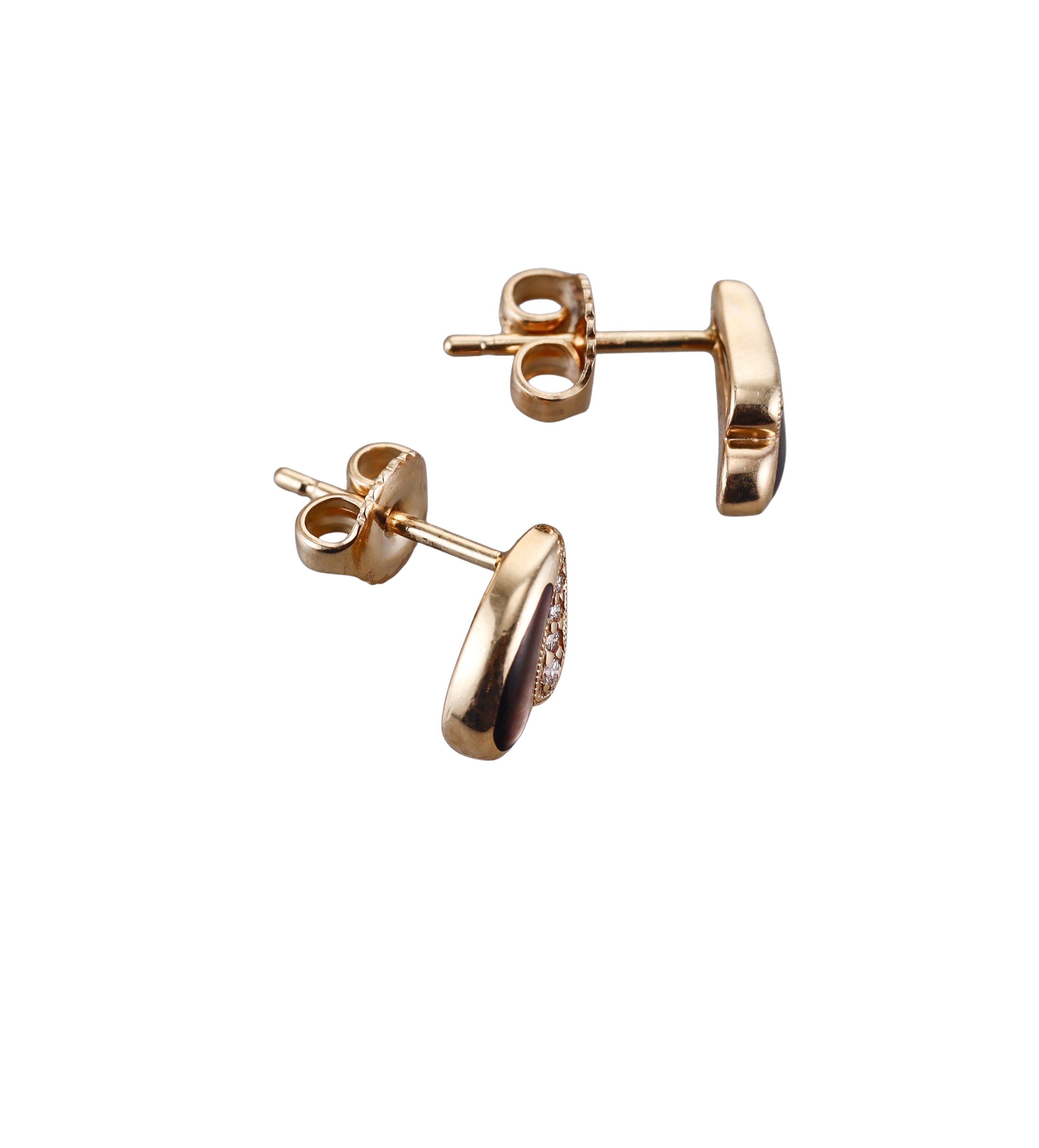 Kabana 14K Yellow Gold Black Mother of Pearl Diamond Stud Earrings