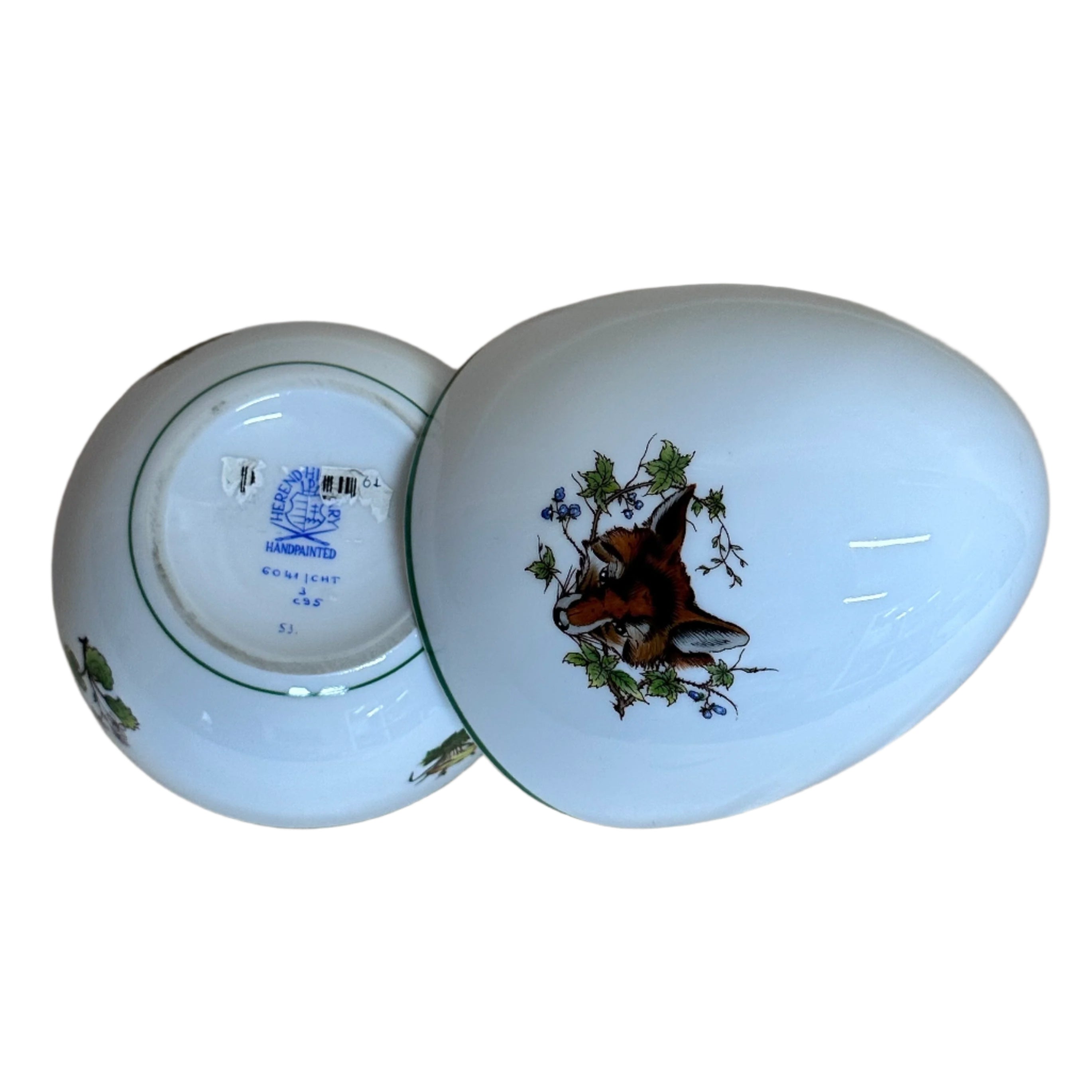 Herend Porcelain Forest Animals Fox Large Egg Box & Lid 6041/CHT