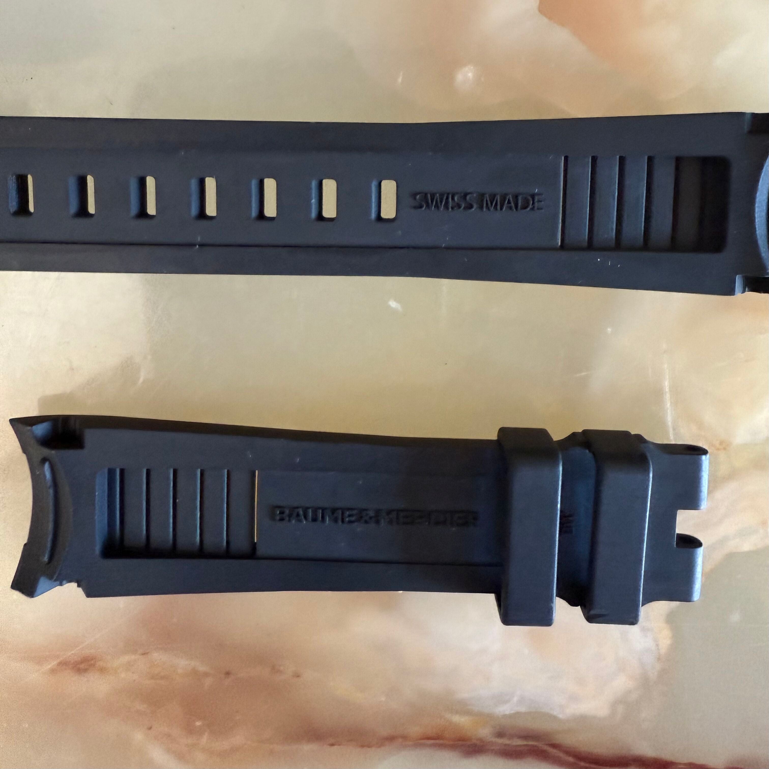 Authentic Baume & Mercier Black Rubber Watch Strap Band 21mm