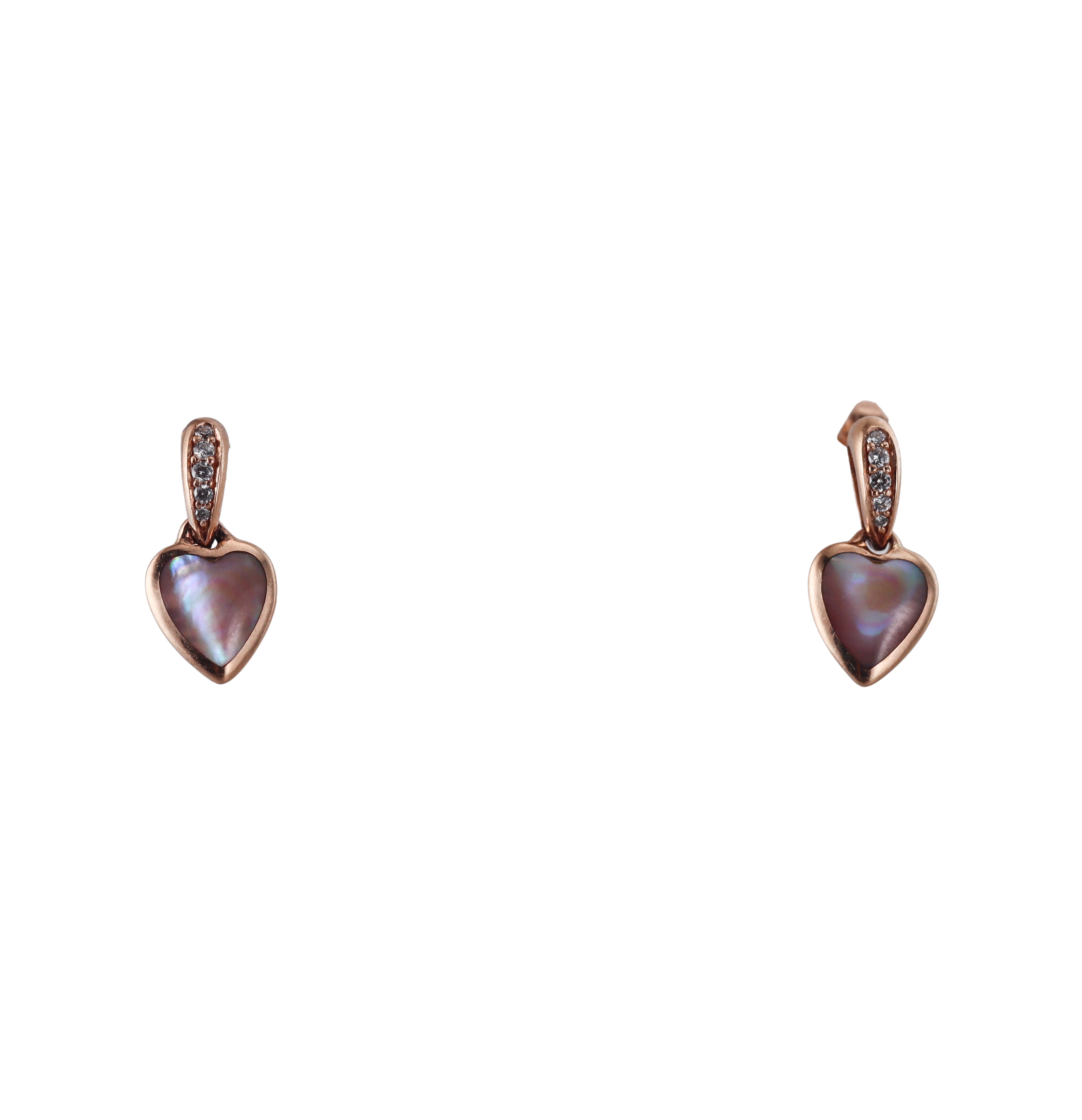 Kabana 14K Rose Gold Mother of Pearl Diamond Heart Earrings