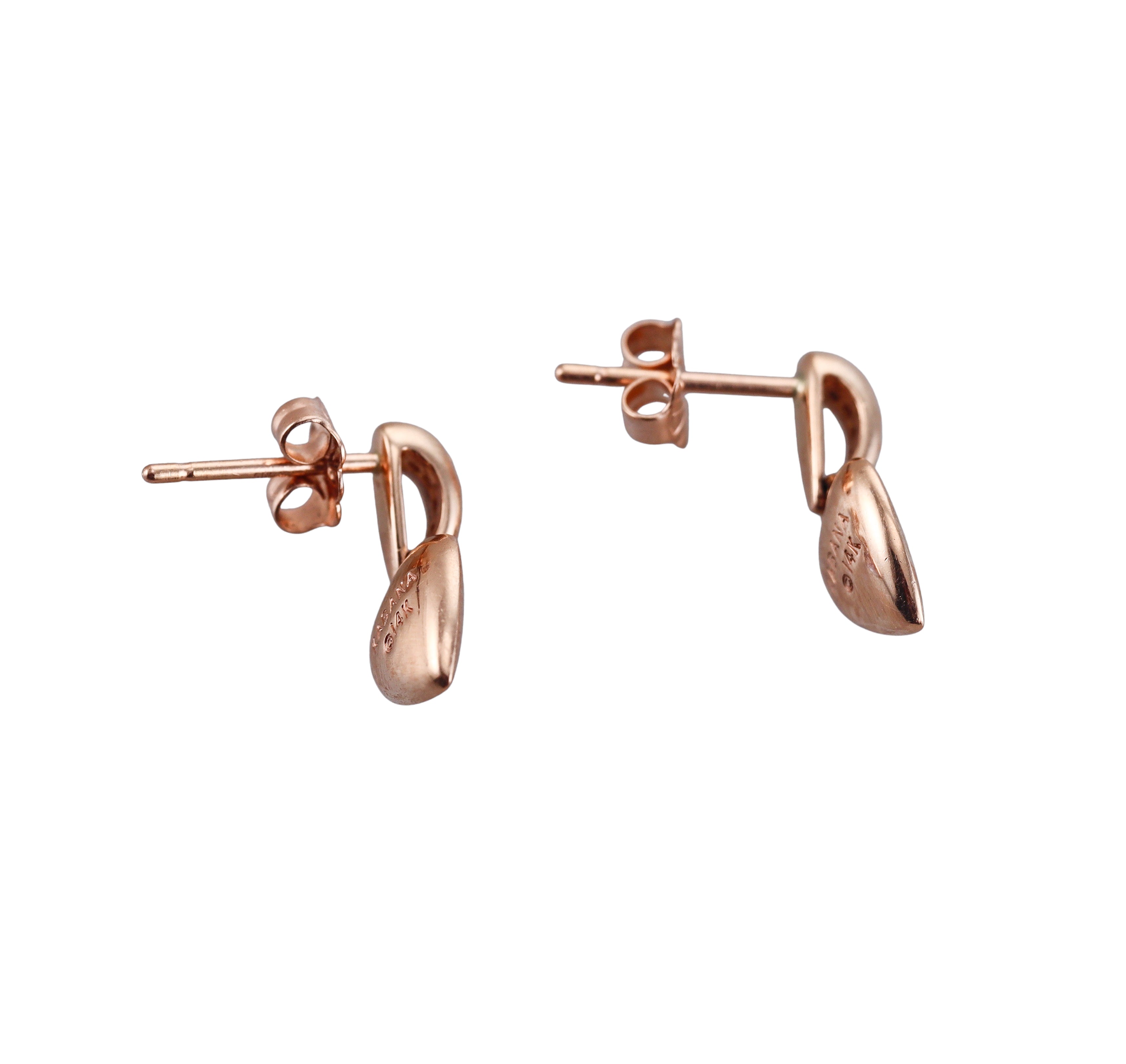 Kabana 14K Rose Gold Mother of Pearl Diamond Heart Earrings