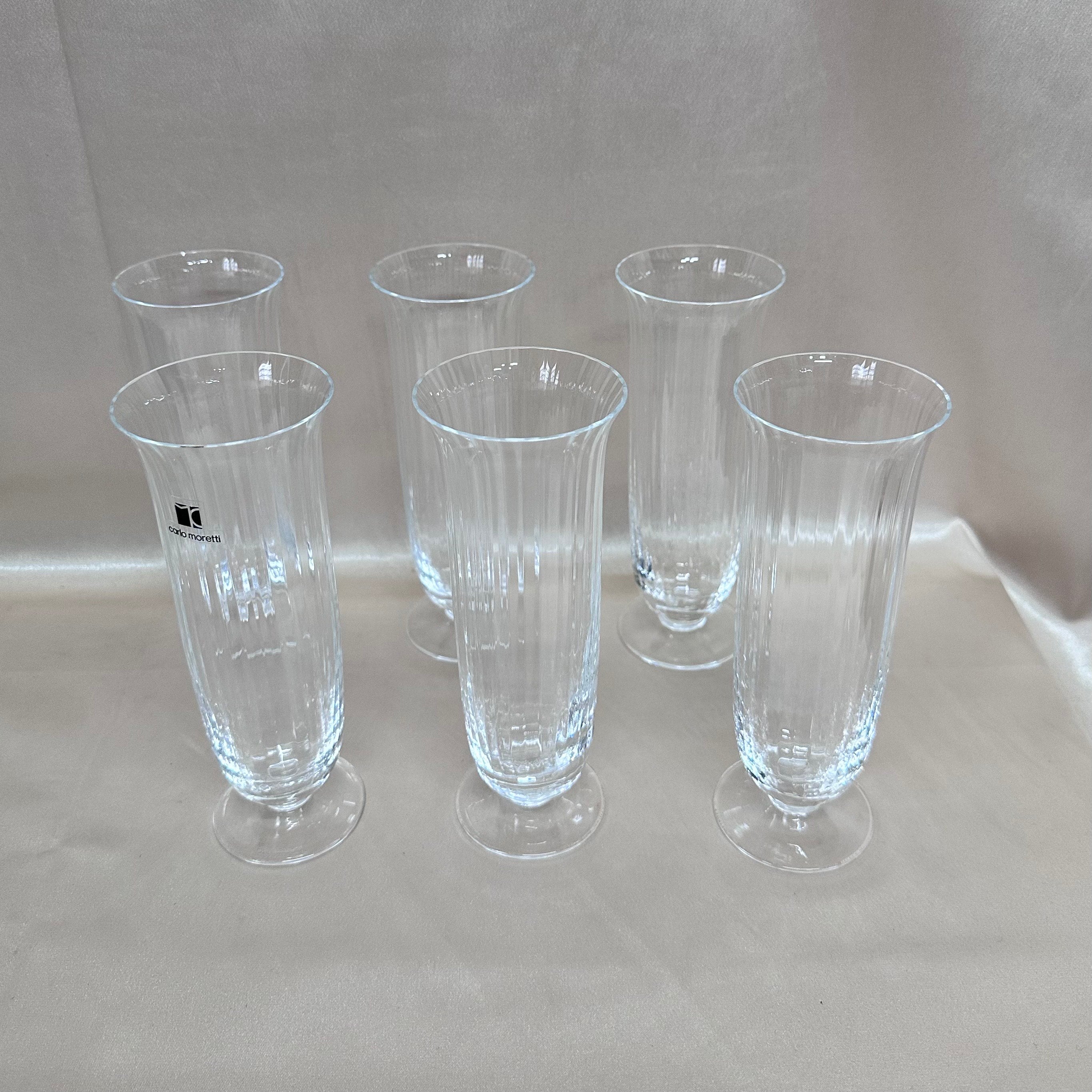 Moretti Murano Champagne Flutes Glass Set of 6