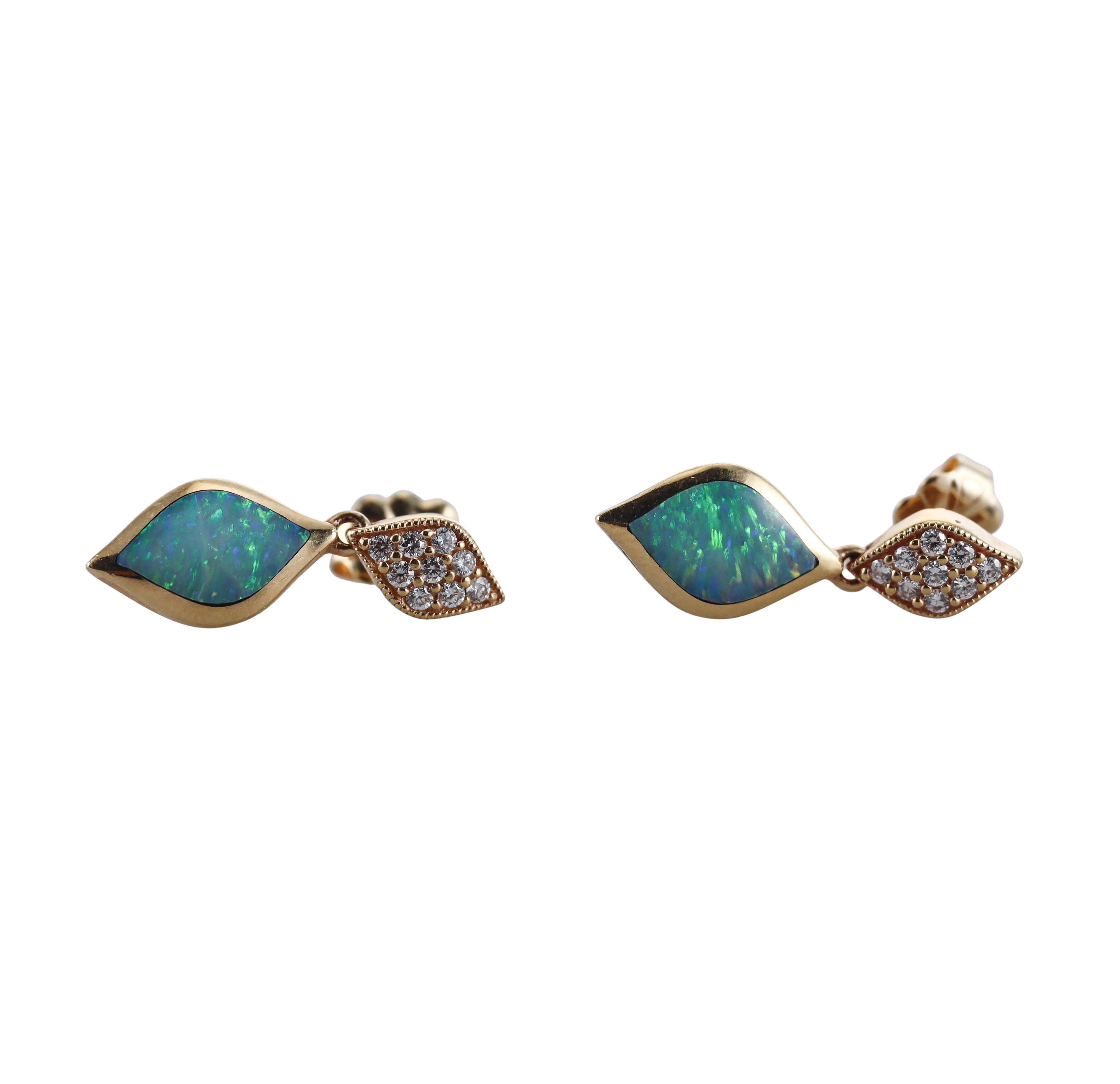 Kabana 14K Yellow Gold Opal Diamond Drop Earrings