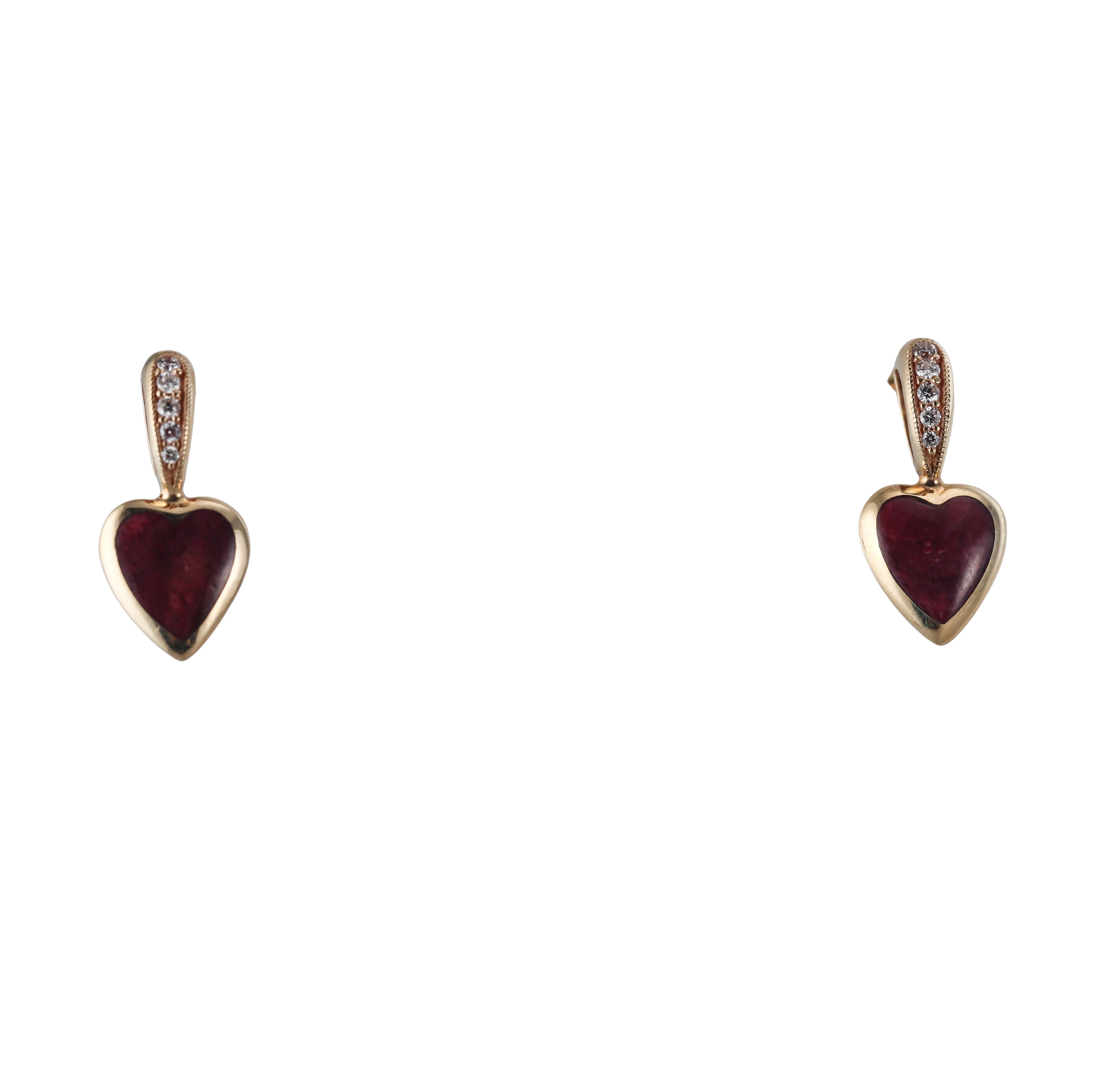 Kabana 14K Yellow Gold Purple Spiny Oyster Diamond Heart Earrings