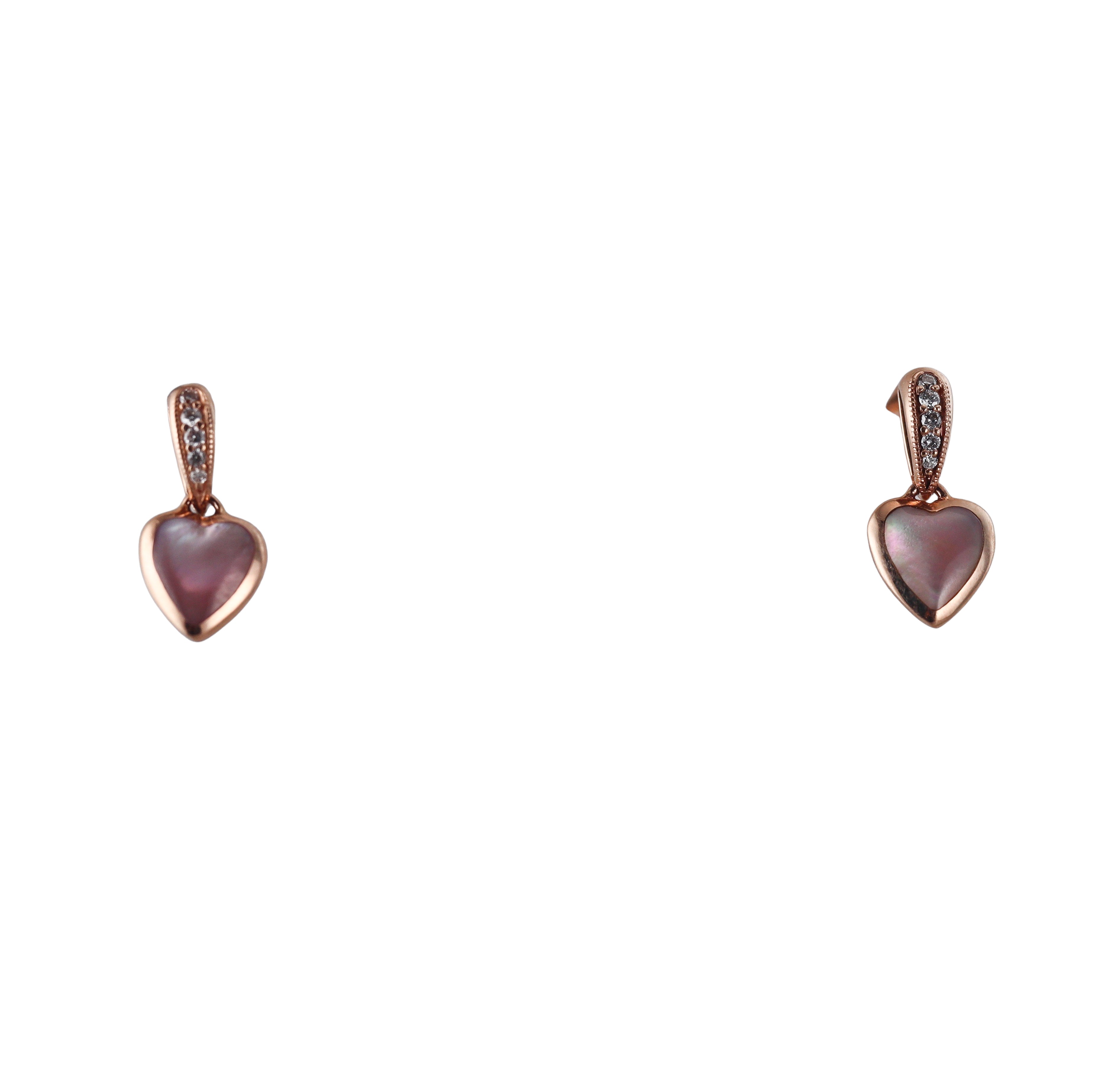 Kabana 14K Rose Gold Mother of Pearl Diamond Heart Drop Earrings