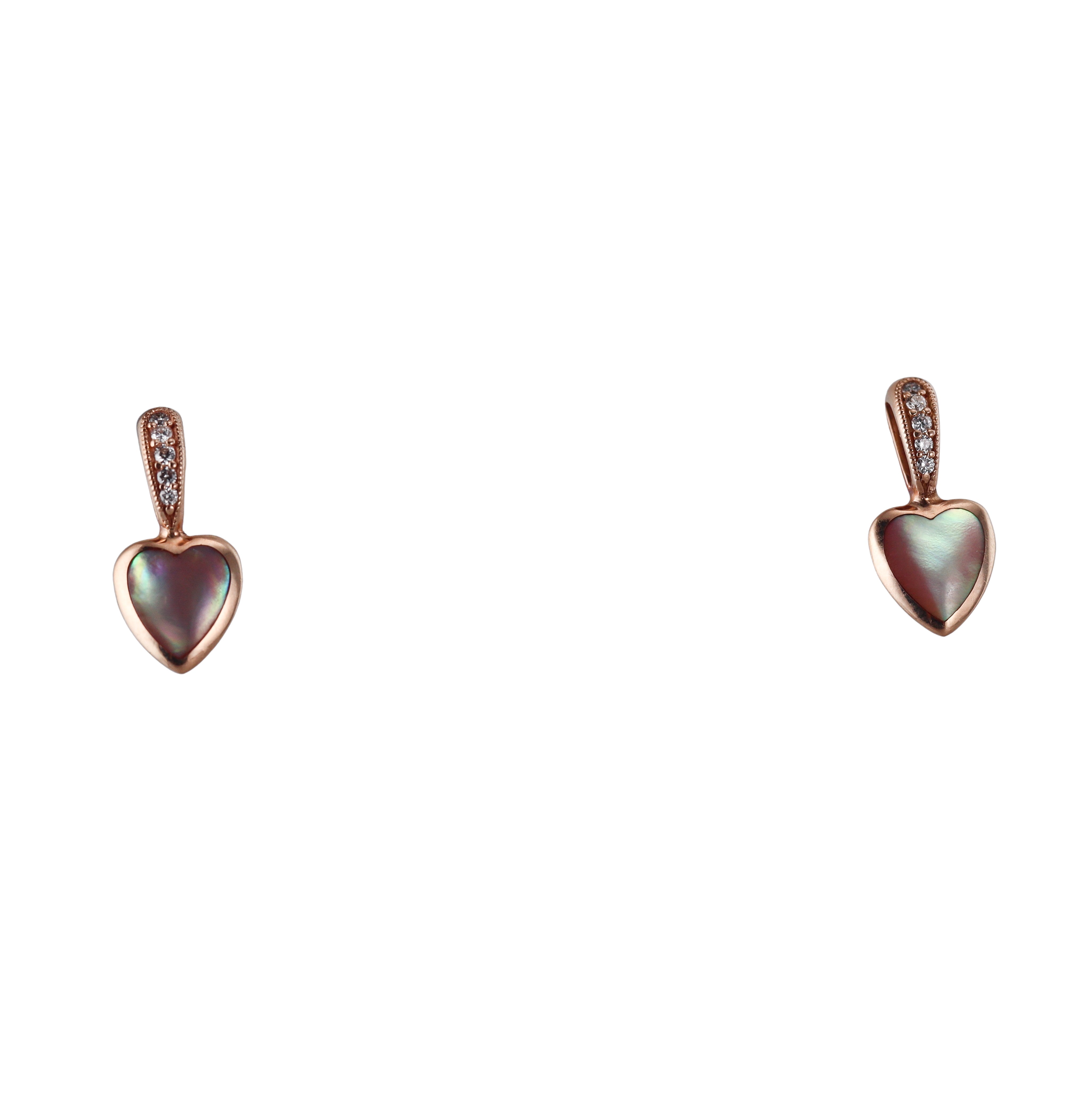 Kabana 14K Rose Gold Mother of Pearl Diamond Heart Earrings