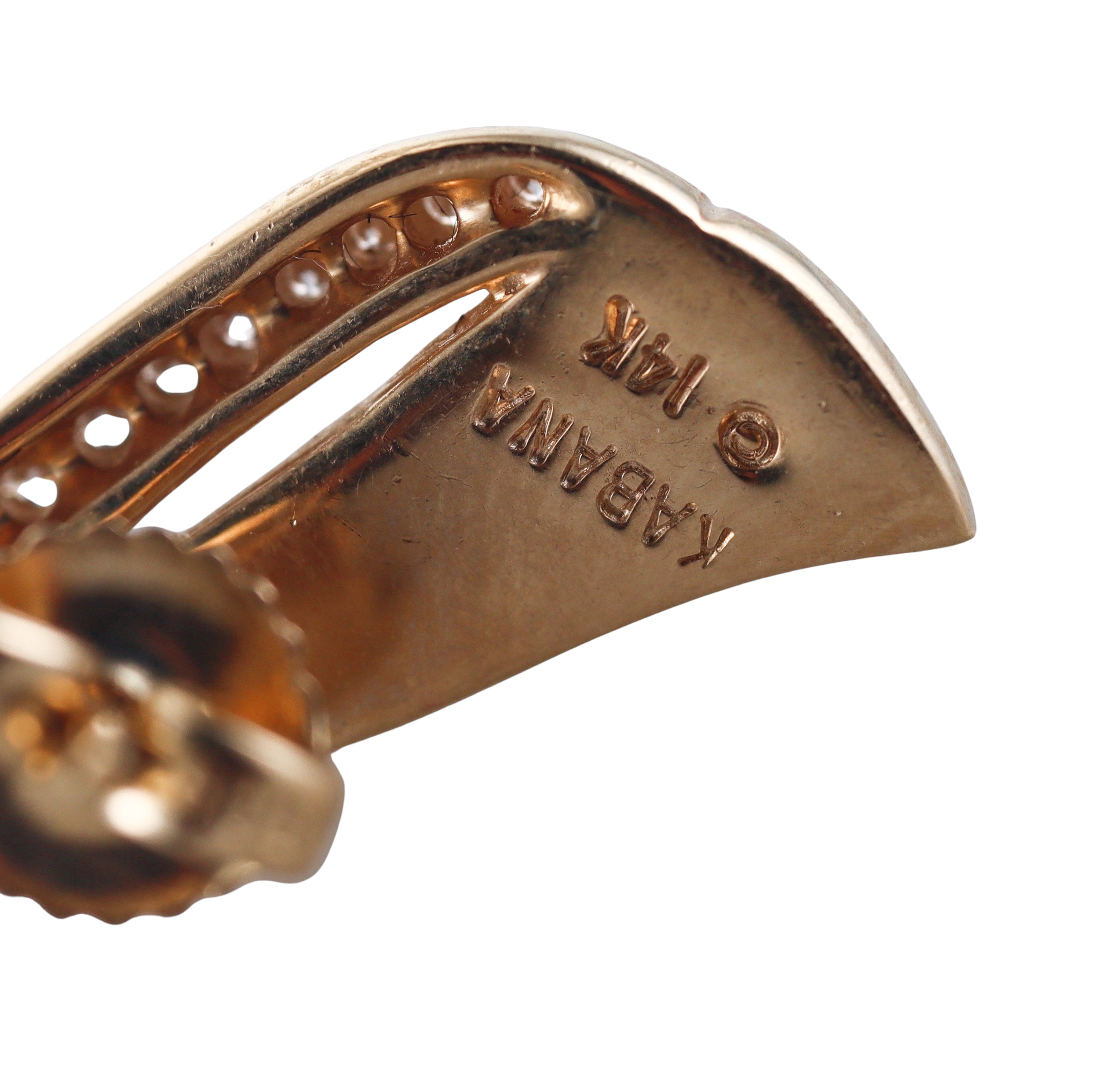 Kabana 14K Yellow Gold White Mother of Pearl Diamond Earrings