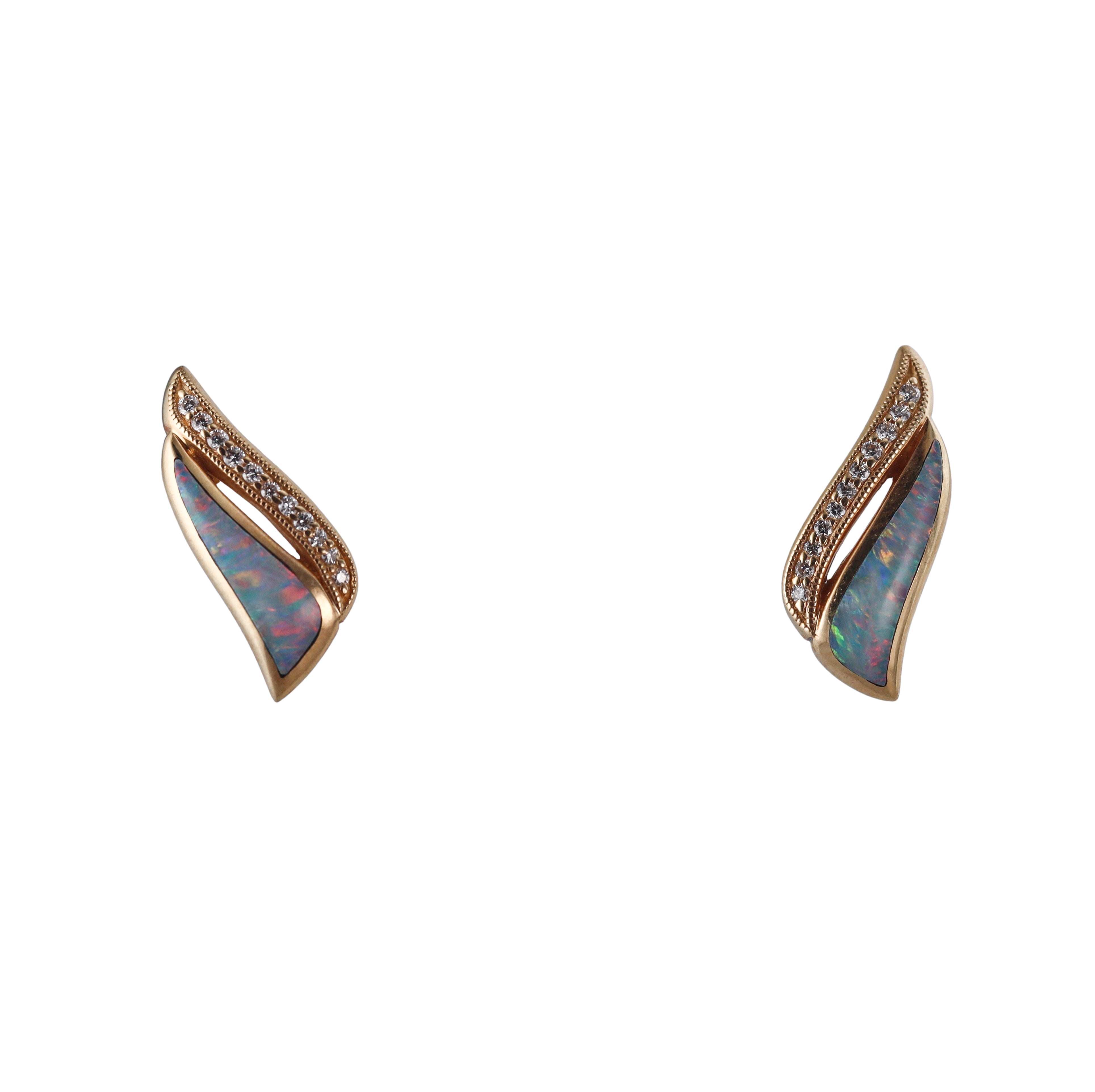 Kabana 14K Yellow Gold Opal Diamond Earrings