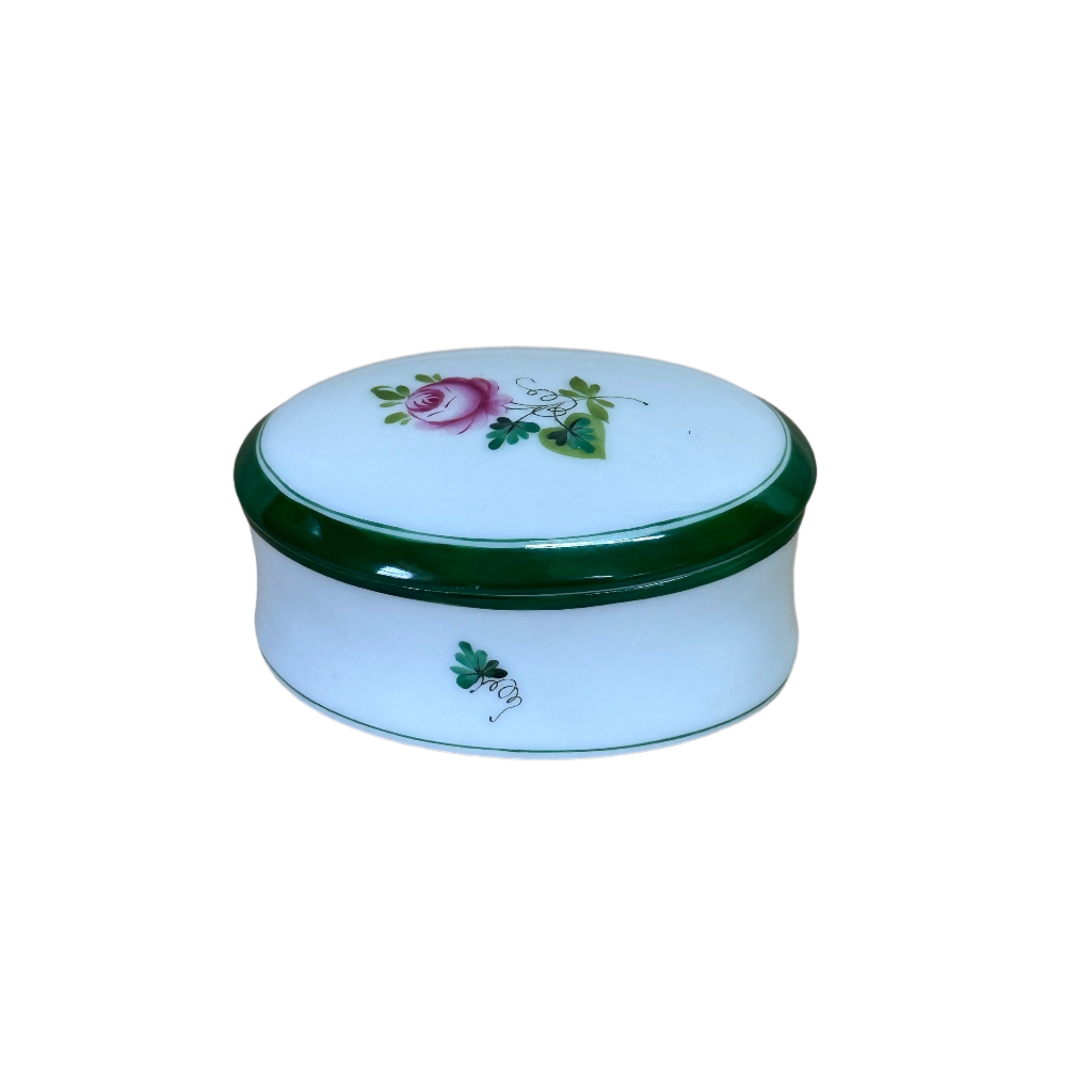 Herend Vienna Rose Porcelain Miniature Small Oval Trinket Box & Lid 6113/VRH