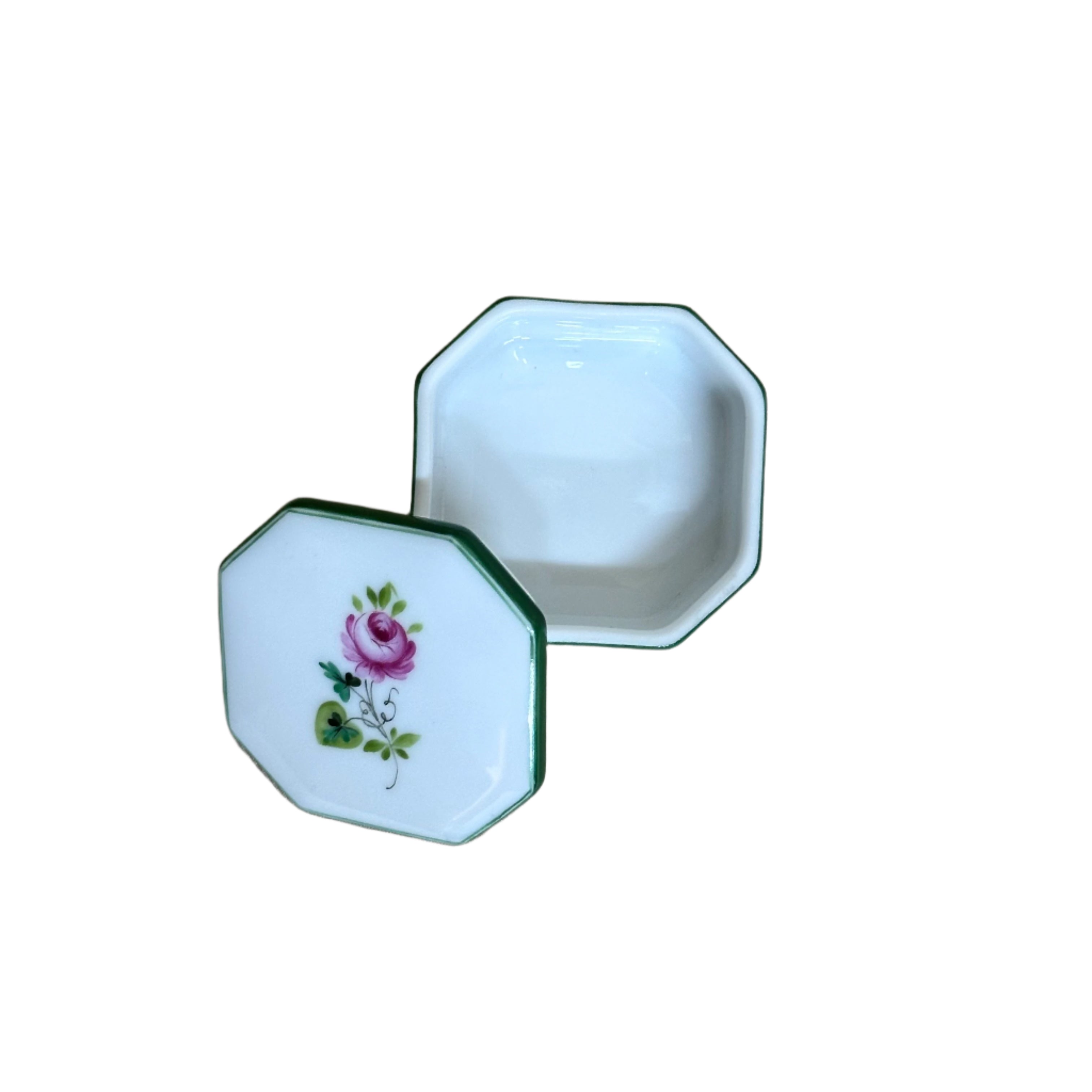 Herend Porcelain Small Octagonal Trinket Box Vienna Rose 6082/VRH