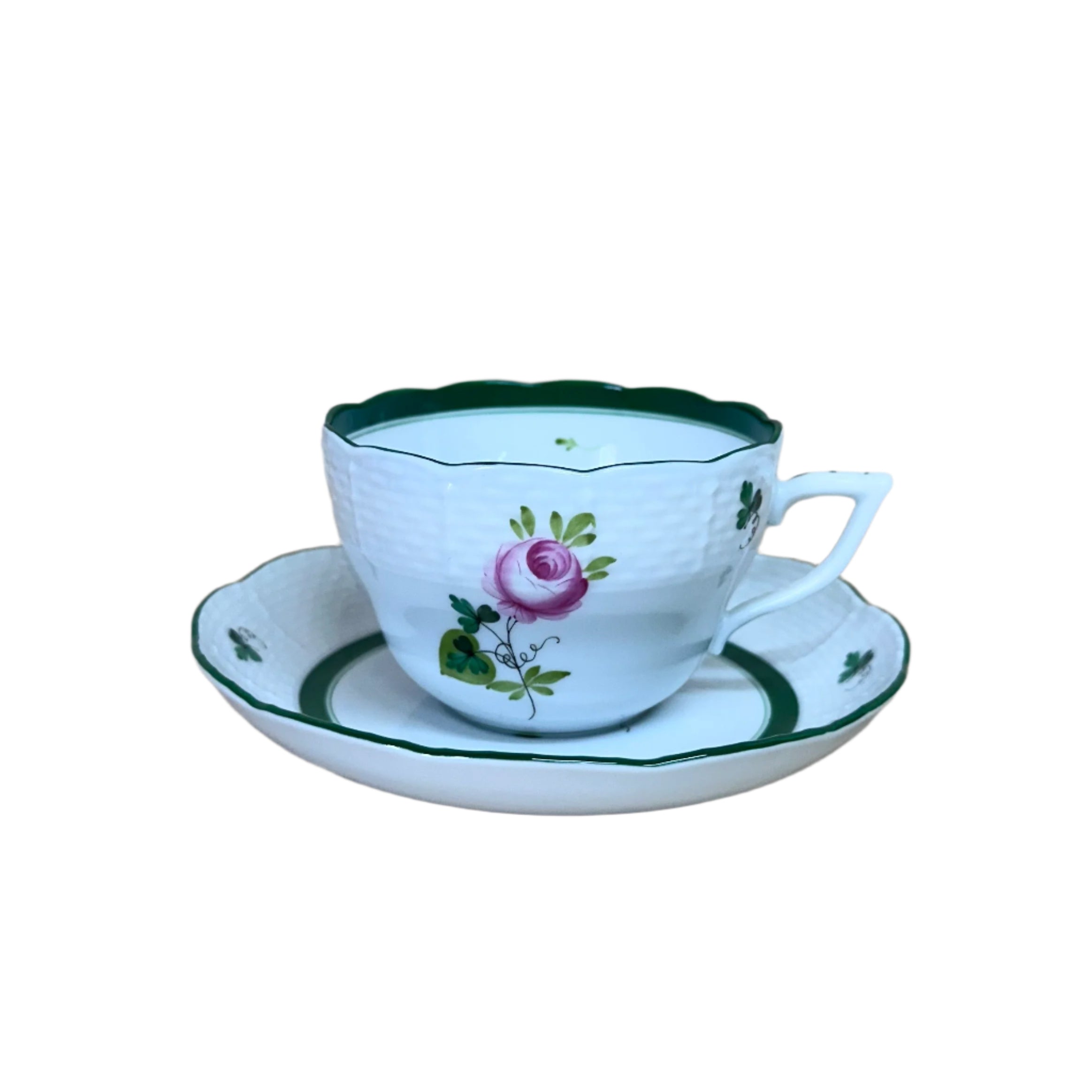 12pc Herend Vienna Rose Flat Demitasse Cup Saucer Set 730 706 for 6