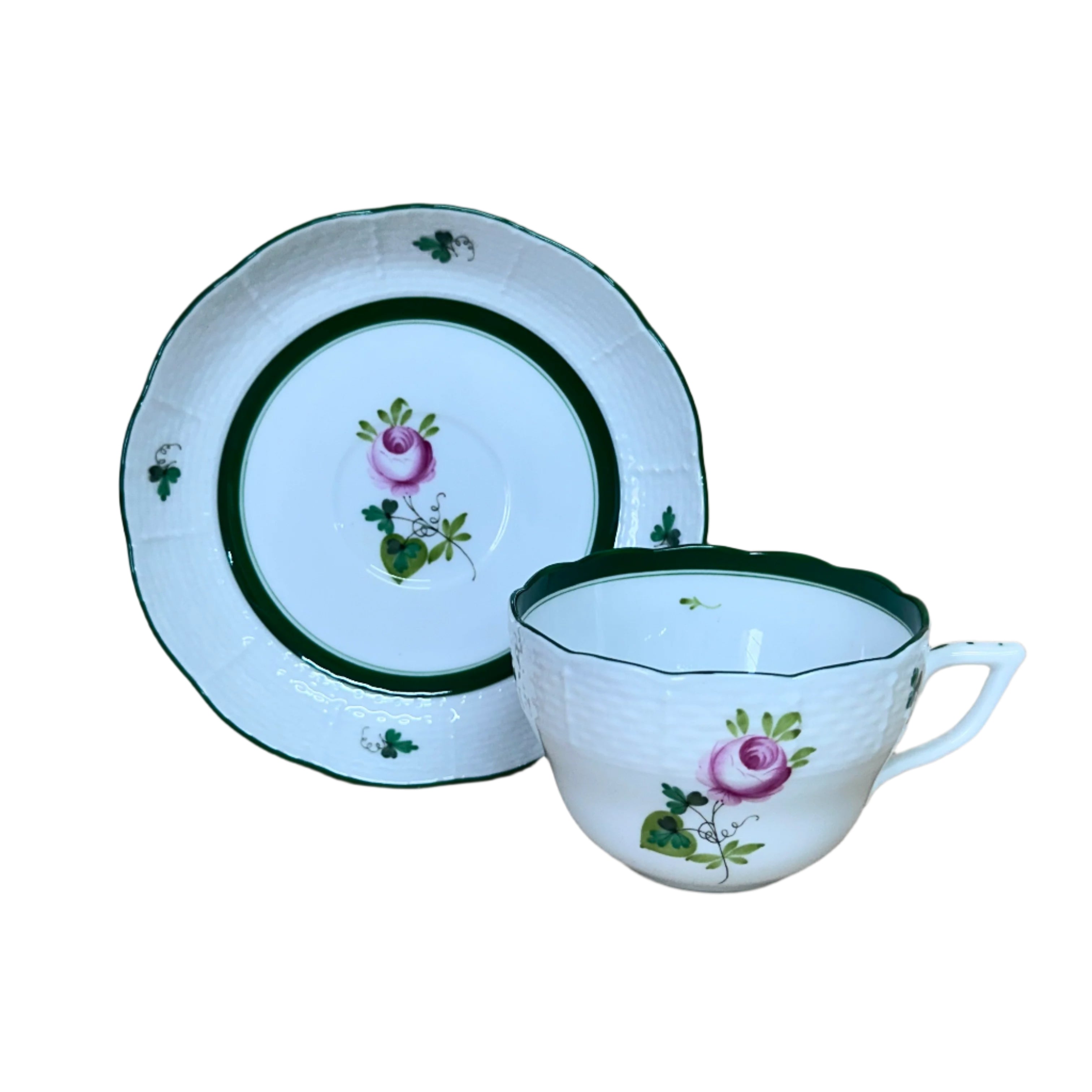 12pc Herend Vienna Rose Flat Demitasse Cup Saucer Set 730 706 for 6
