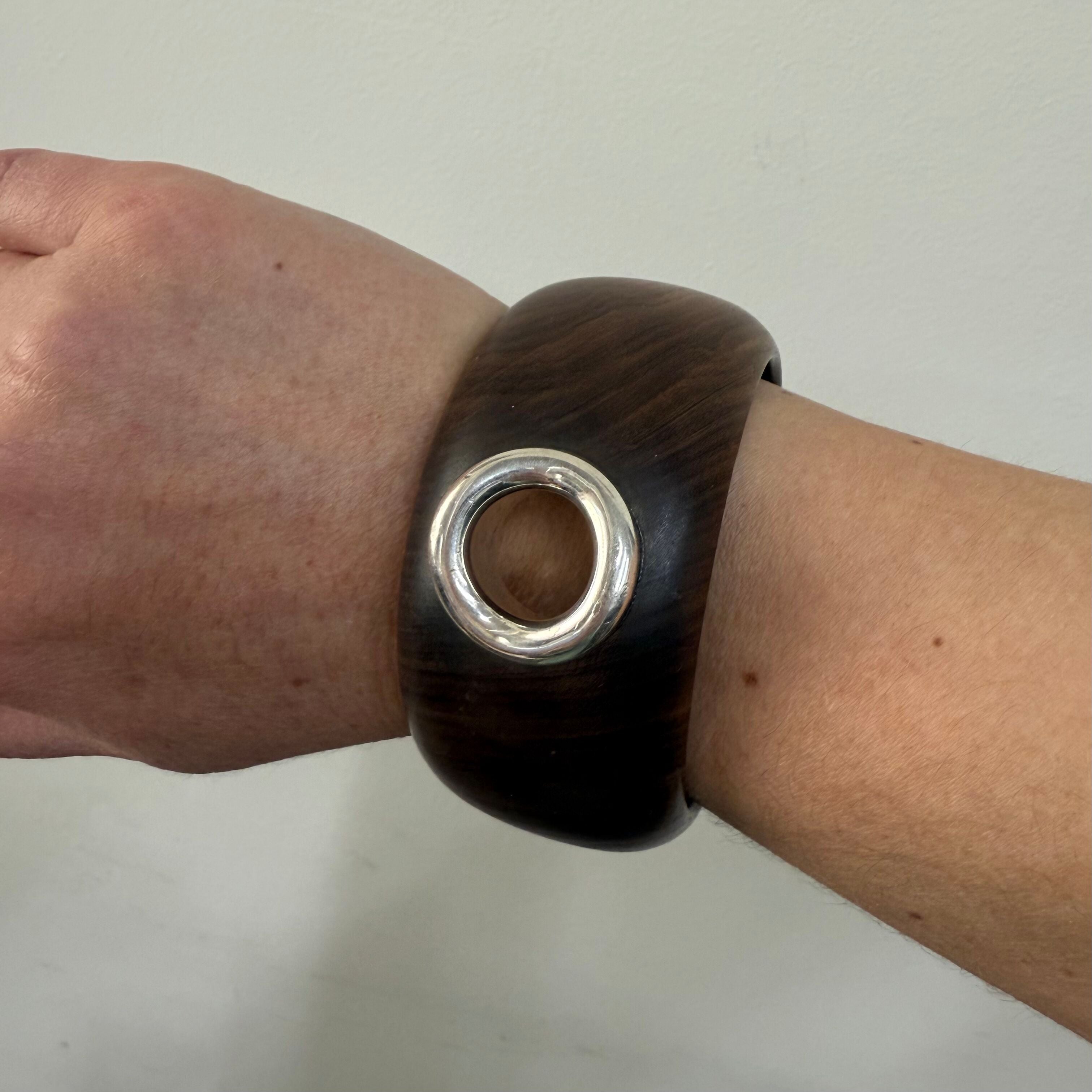 Idole De Christofle Bois & Argent Sterling Silver Rosewood Bracelet 6706018