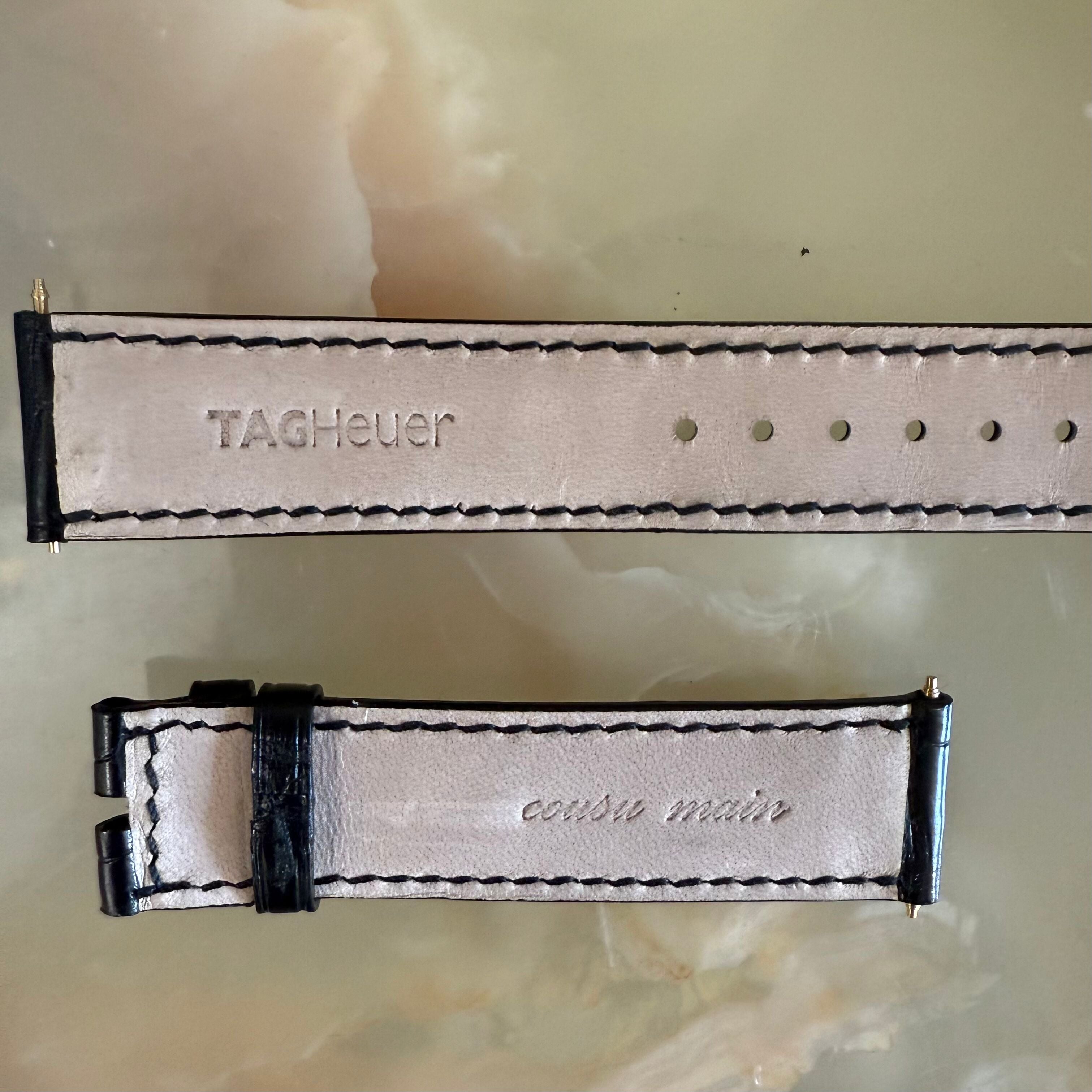 Authentic TAG Heuer Black Crocodile Watch Strap Band 19mm