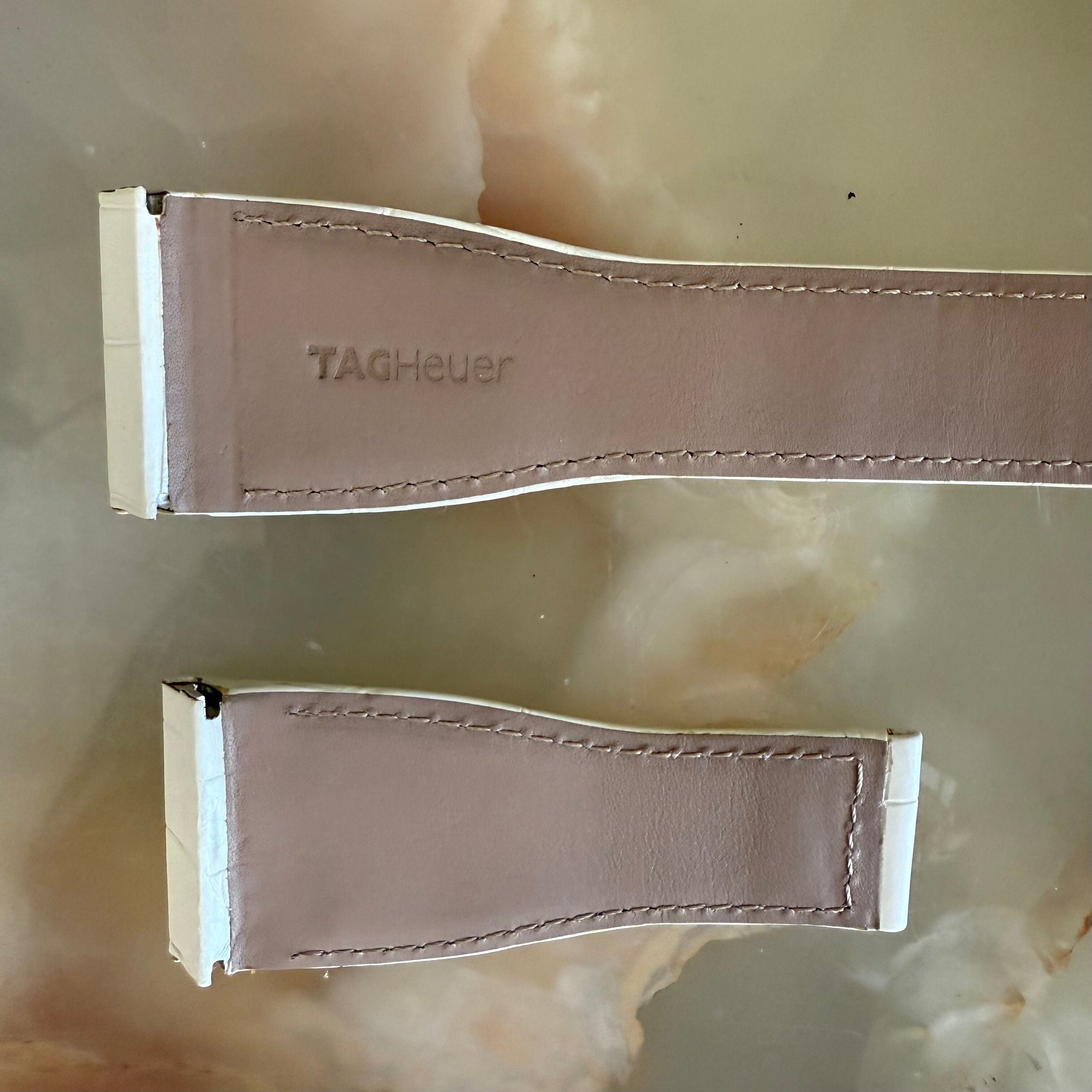 Authentic TAGHeuer White Alligator Watch Strap Band 32mm FC6199