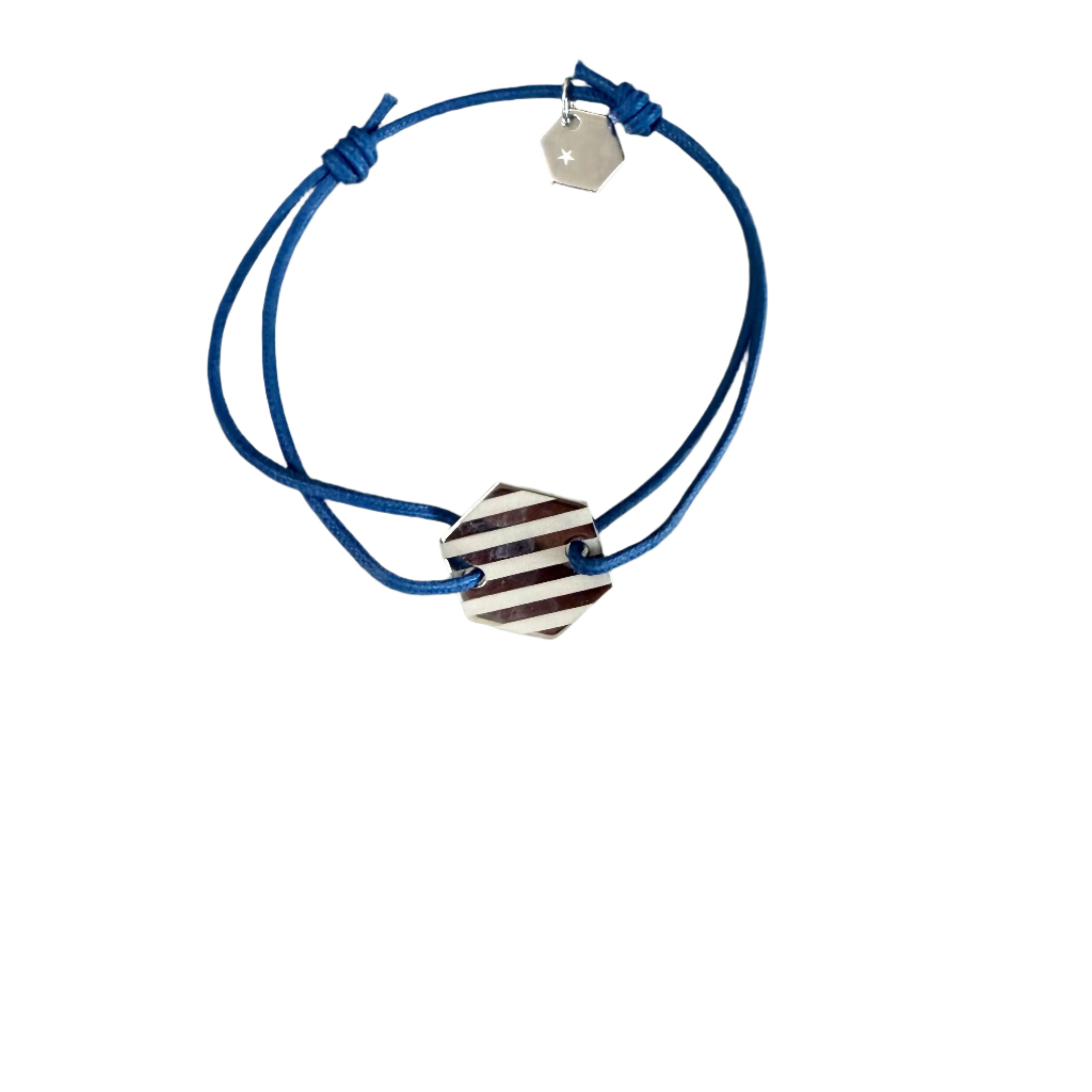 Christofle BeeBee Sterling Silver Adjustable Blue Cord Children's Bracelet 6760119
