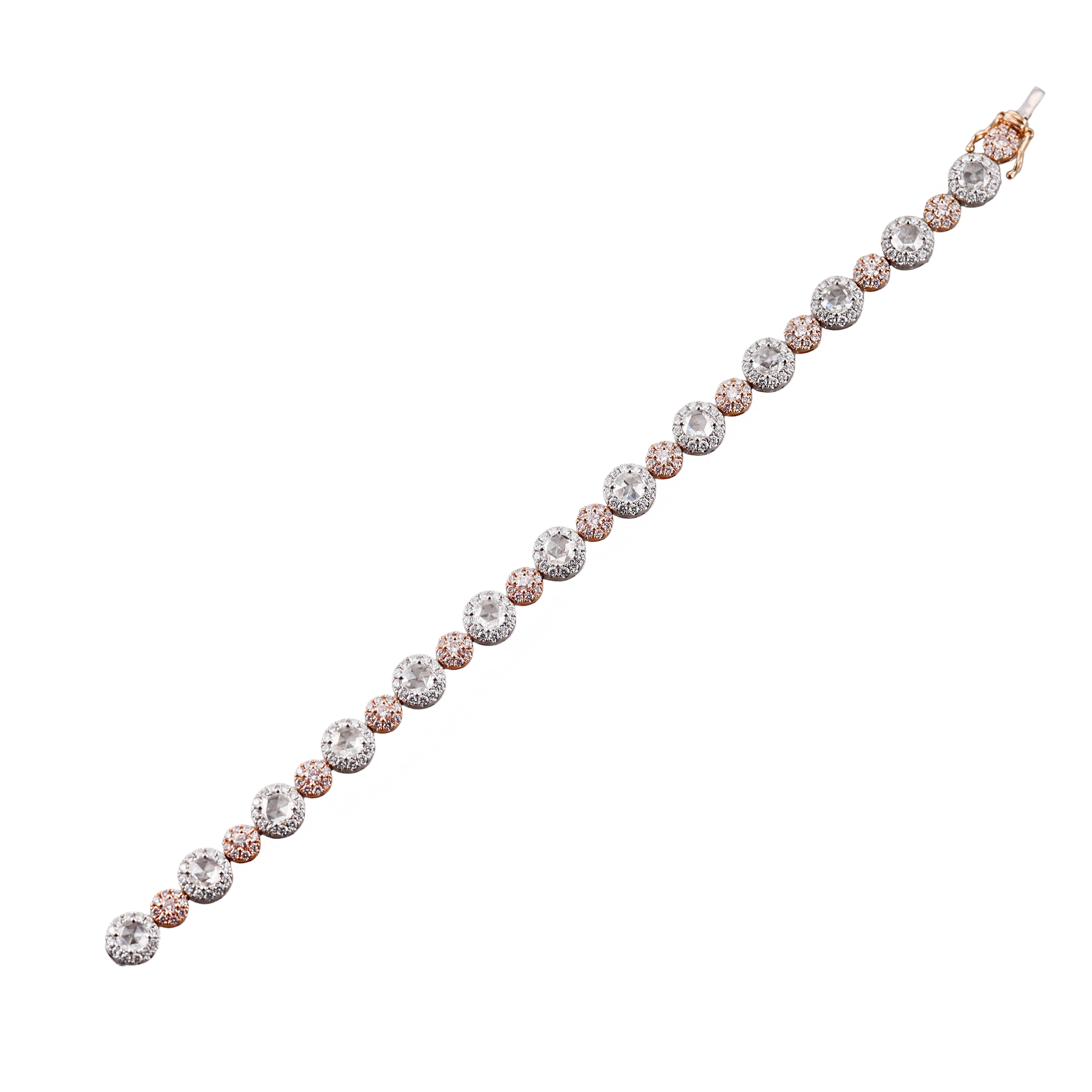 18k White Rose Cut Diamond Bracelet