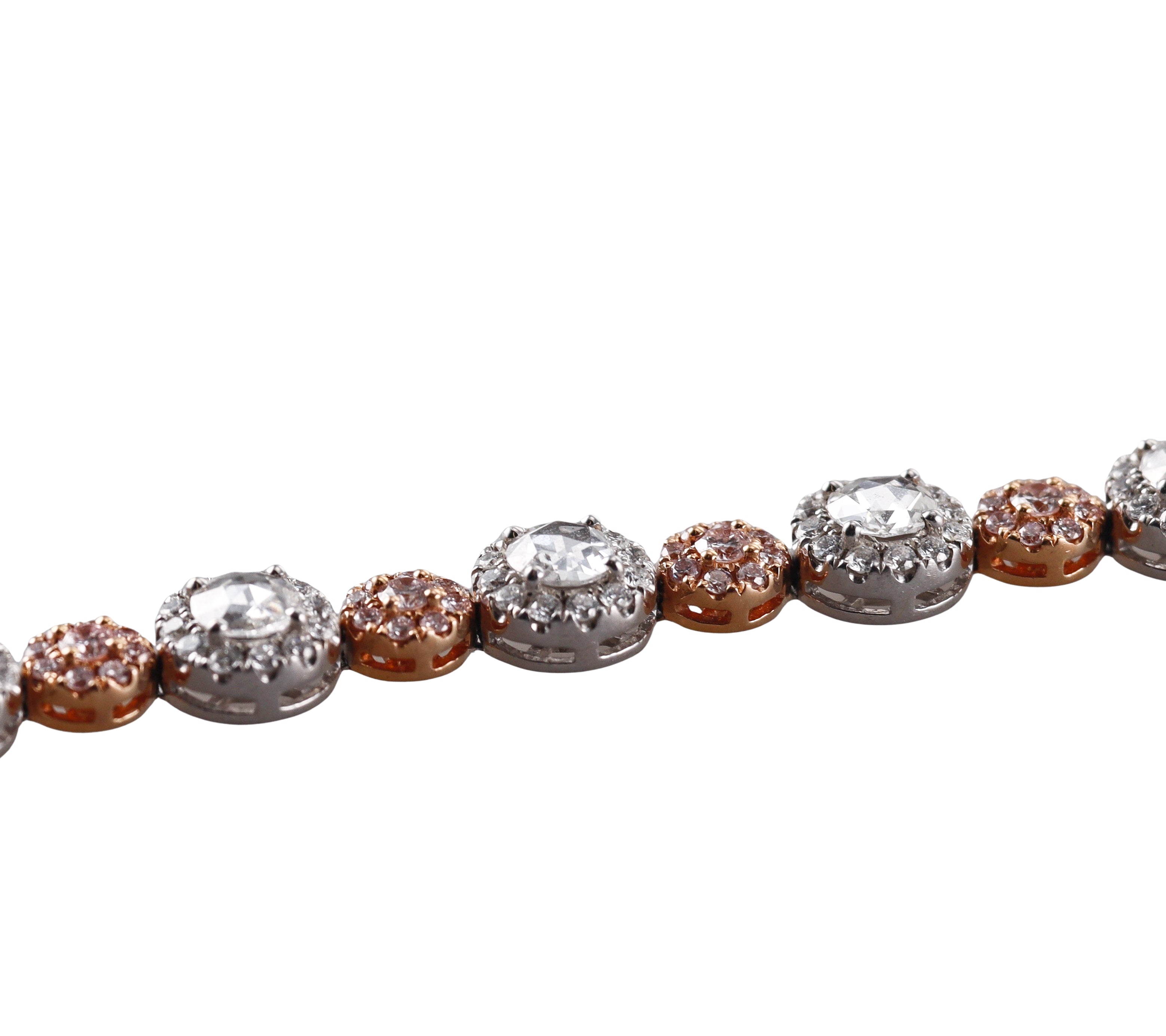 18k White Rose Cut Diamond Bracelet