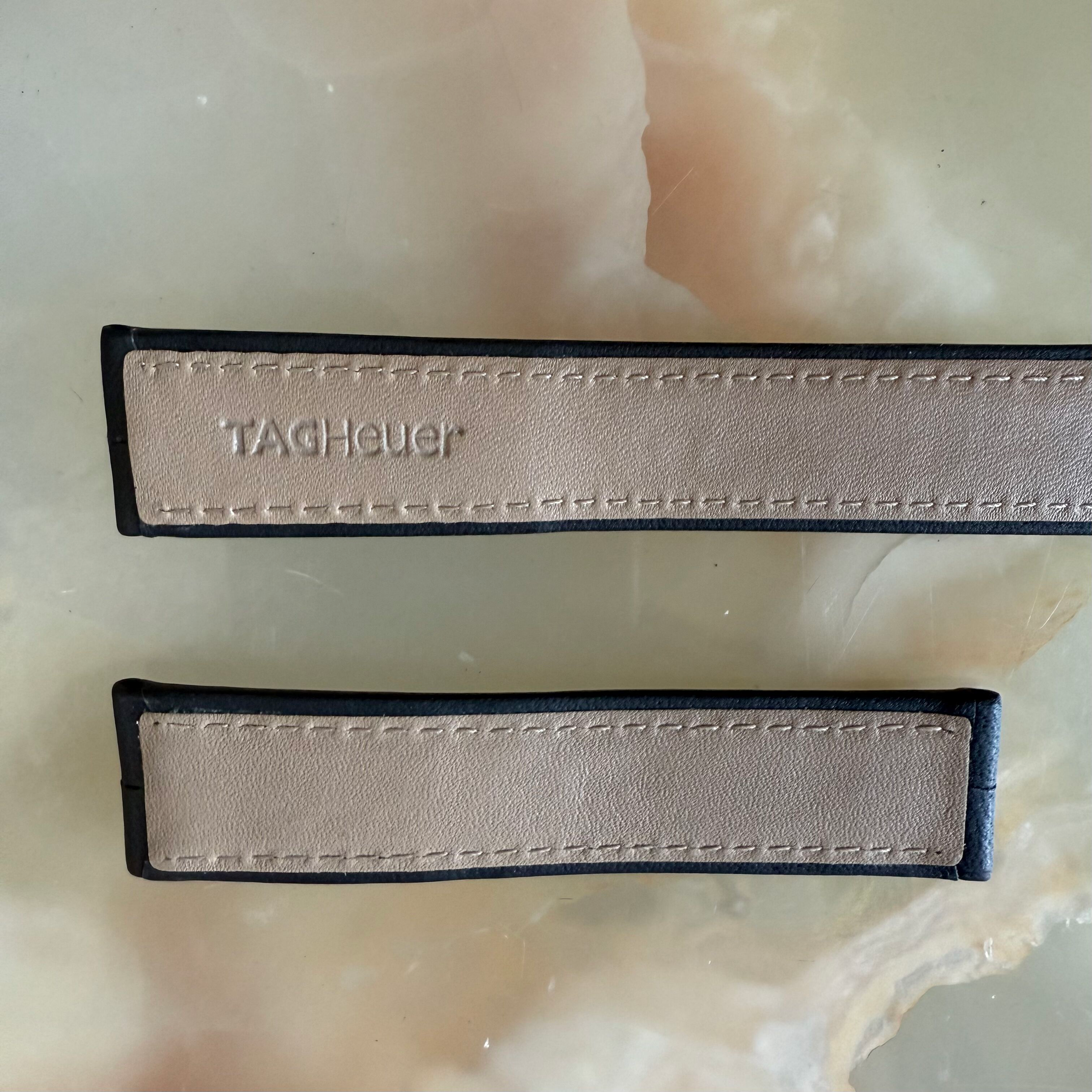 Authentic TAGHeuer Black Leather Watch Strap Band 18mm