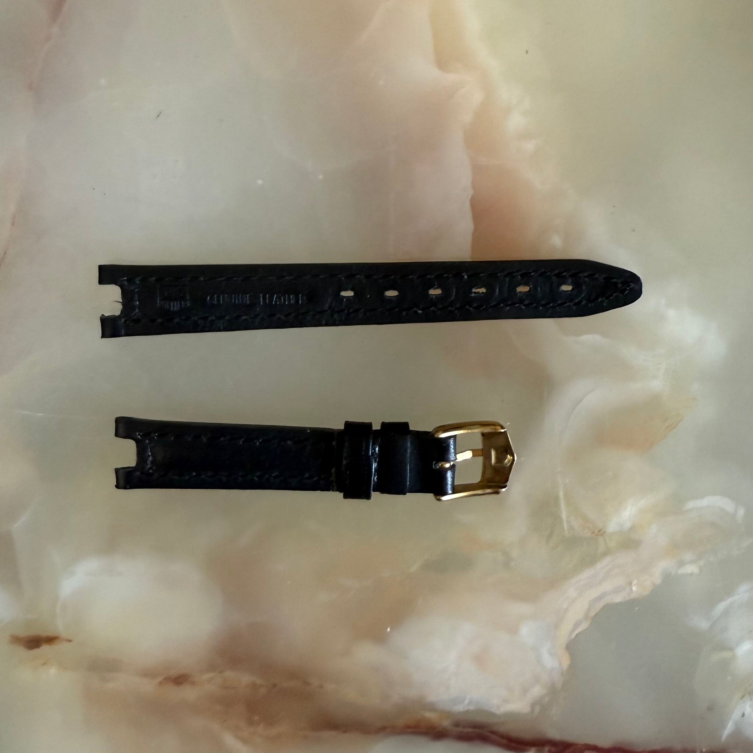 Authentic TAGHeuer Black Leather Watch Strap Band 13mm with Buckle