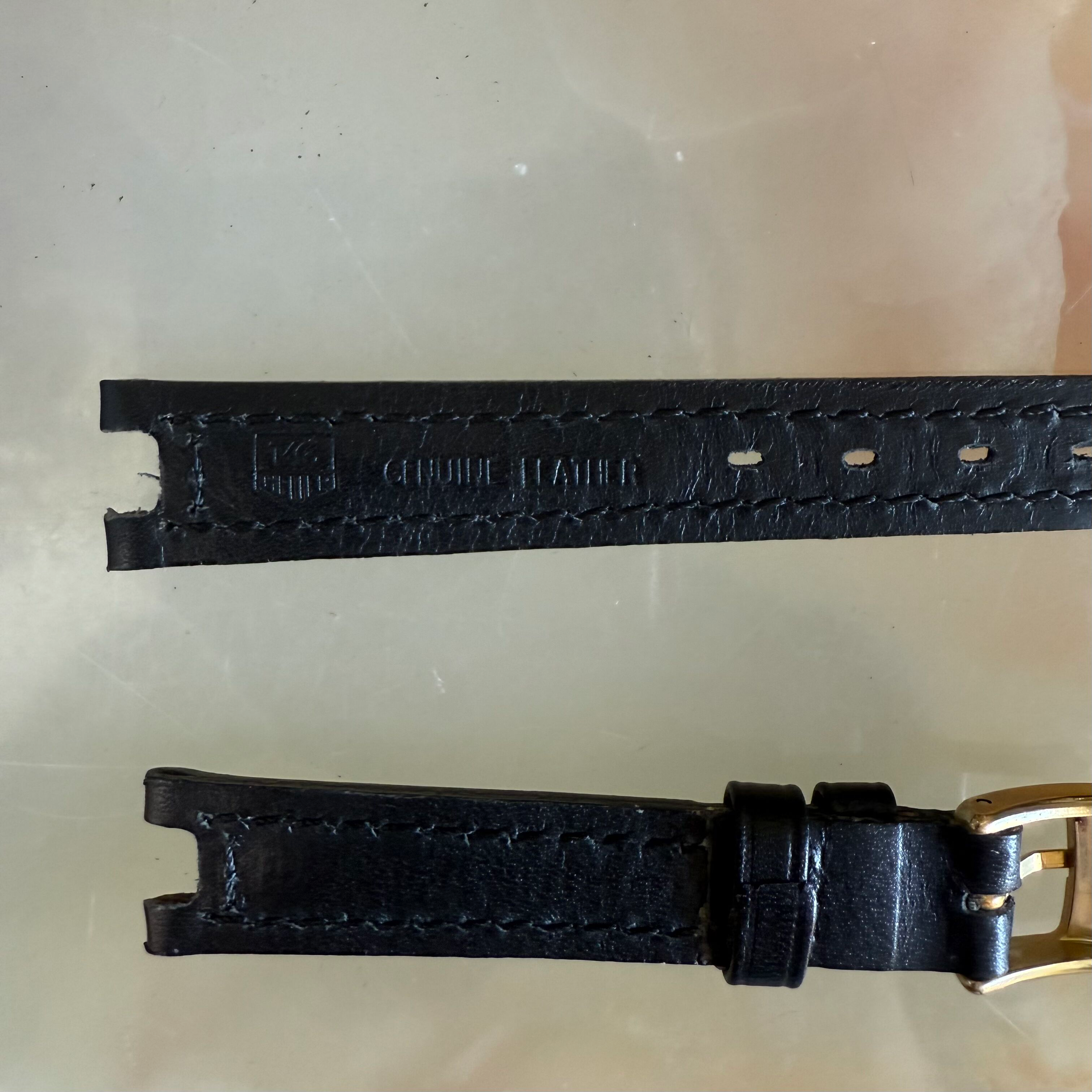 Authentic TAGHeuer Black Leather Watch Strap Band 13mm with Buckle