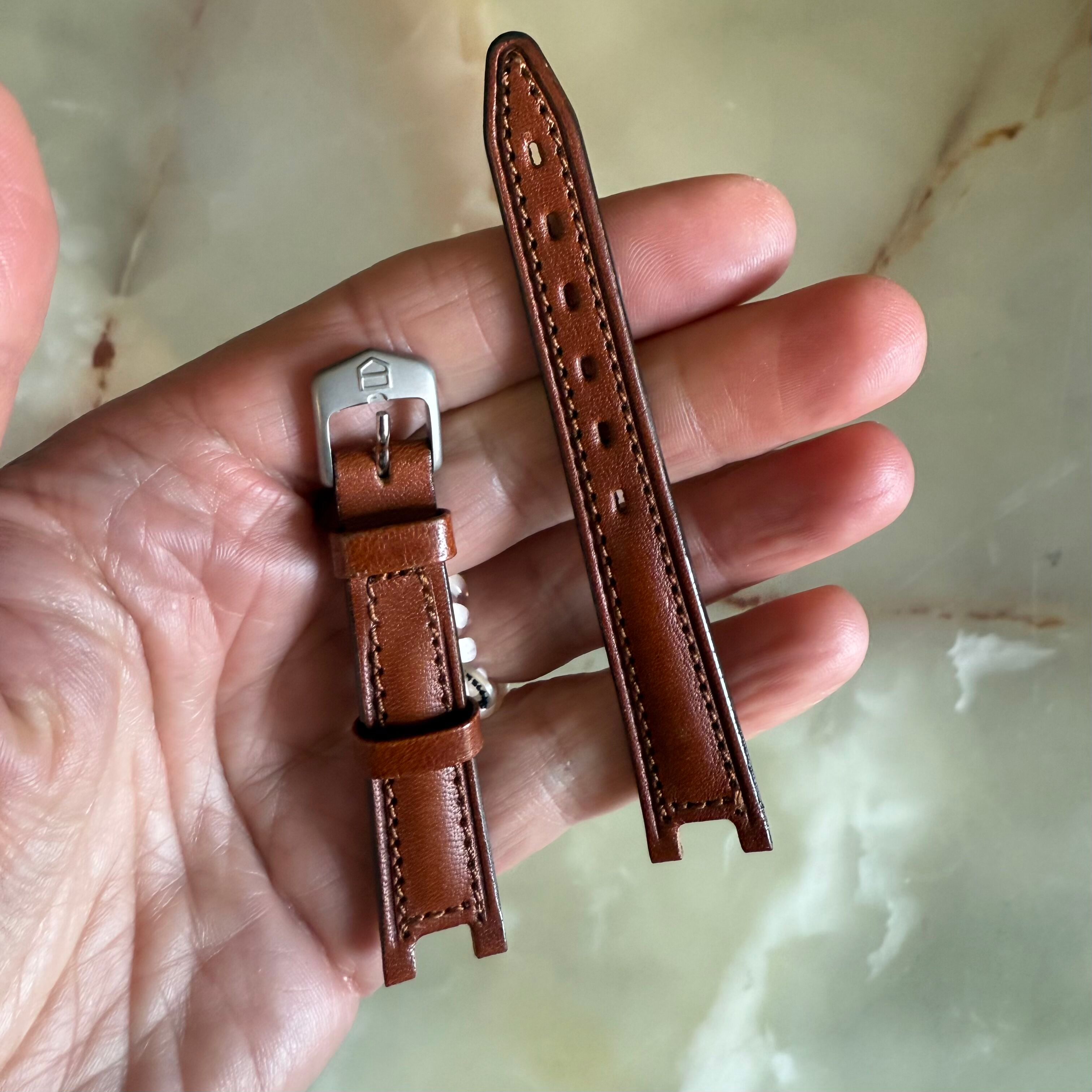 Authentic TAG Heuer SEL Brown Leather Watch Strap Band 14mm with Buckle BN0477