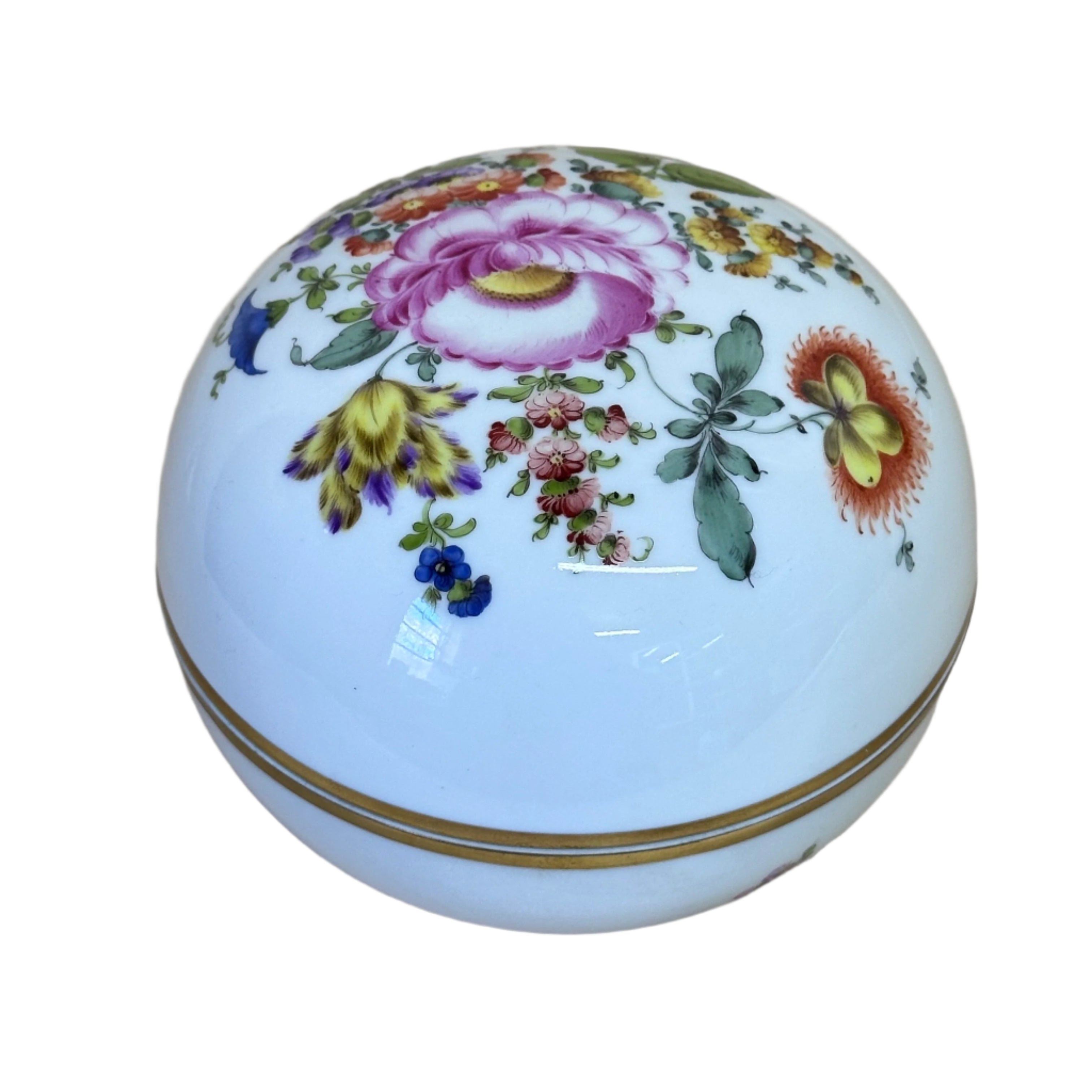 Herend Bouquet of Herend Flower Porcelain Round Box & Lid 6031/BHR