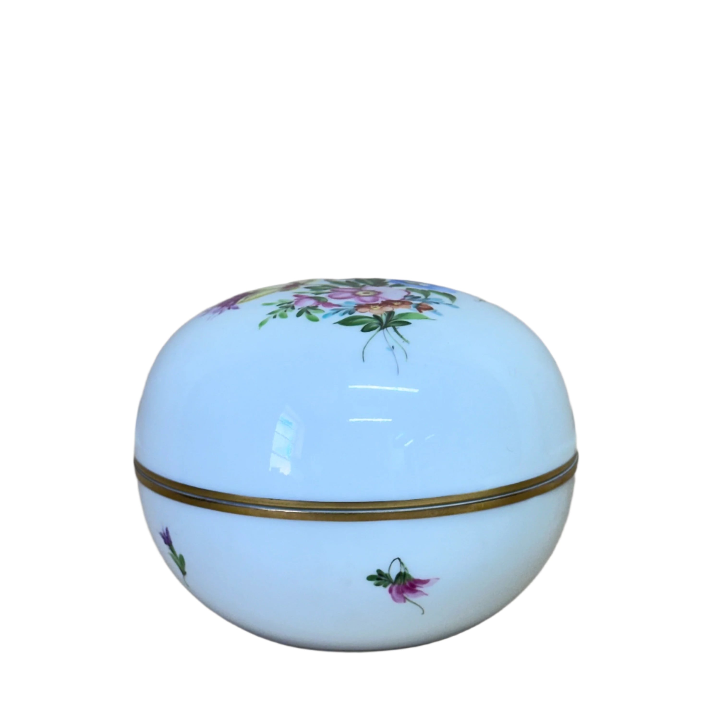 Herend Saxonian Bouquet Flower Porcelain Round Box & Lid 6031/BS