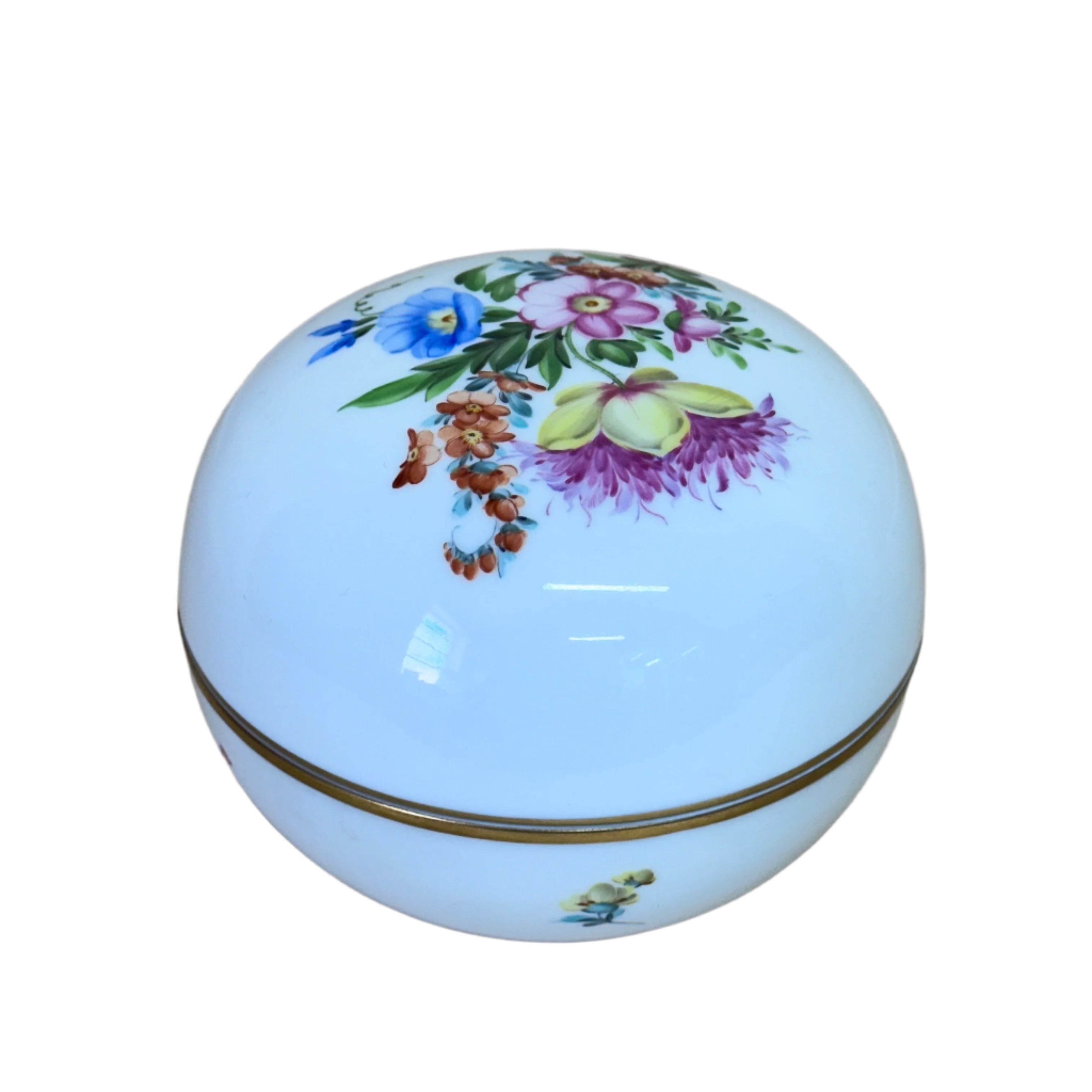 Herend Saxonian Bouquet Flower Porcelain Round Box & Lid 6031/BS