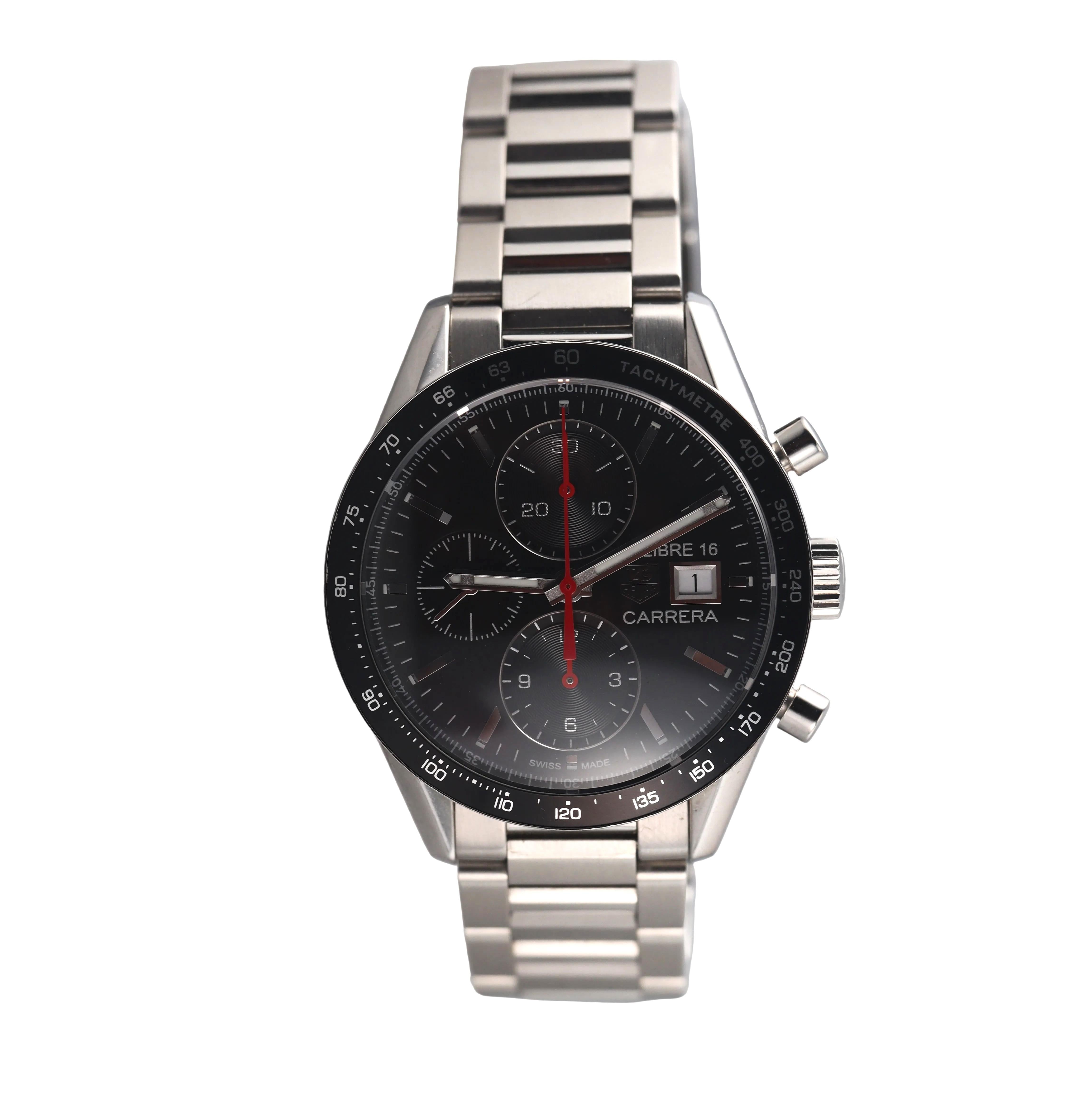 Tag Heuer Carrera Calibre 16 41mm Chronograph Black Dial Watch CV201AK-0