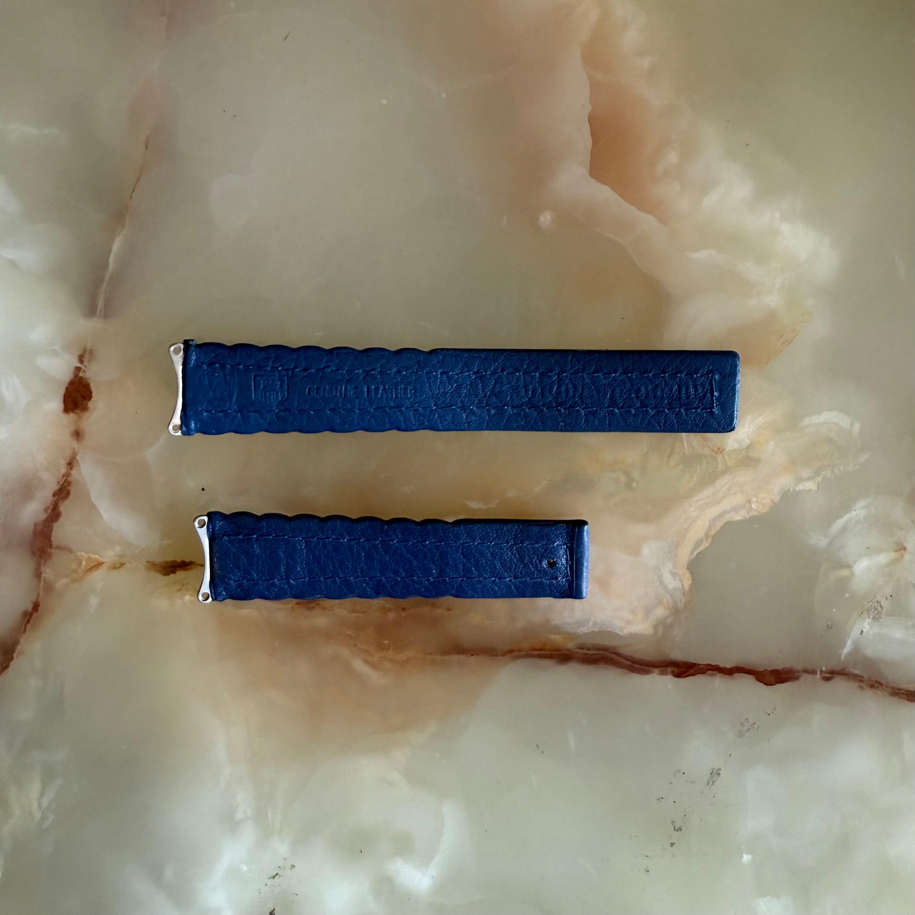 Authentic TAG Heuer 6000 Blue Leather Watch Strap Band 19mm FC6043