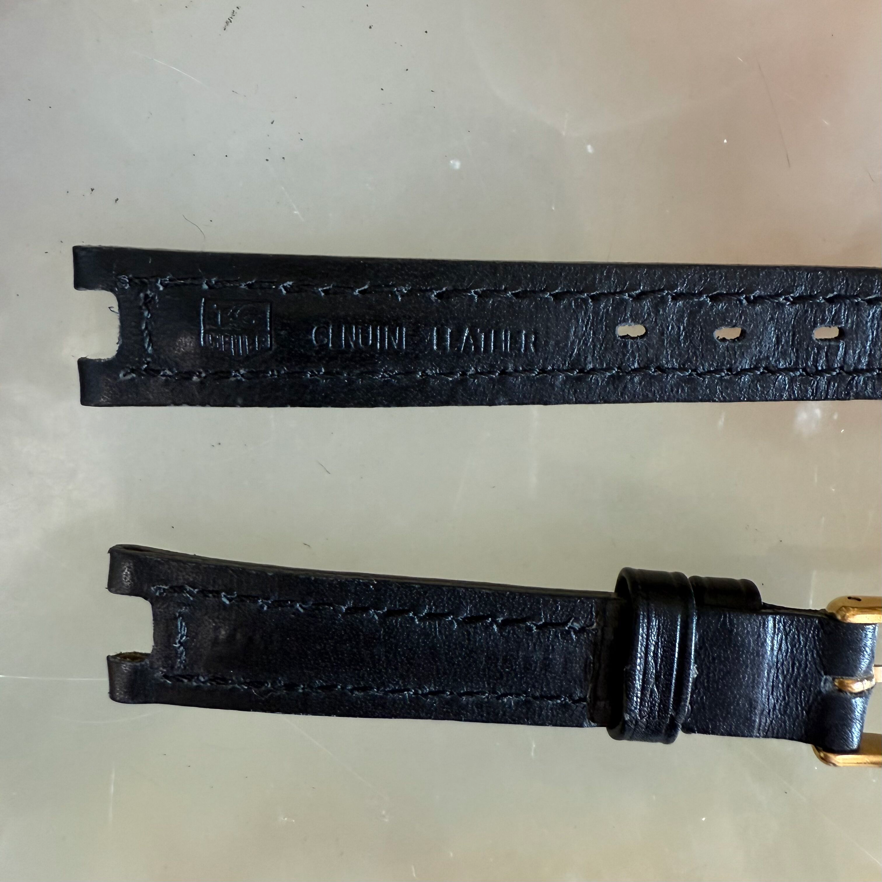 Authentic TAGHeuer Black Leather Watch Strap Band 13mm with Buckle