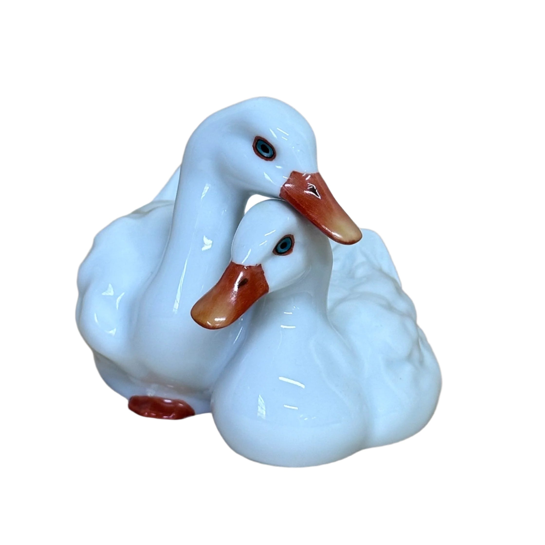 Herend Pair Of Ducks Hand Painted Natural White Figurine 5036-0-00/AC