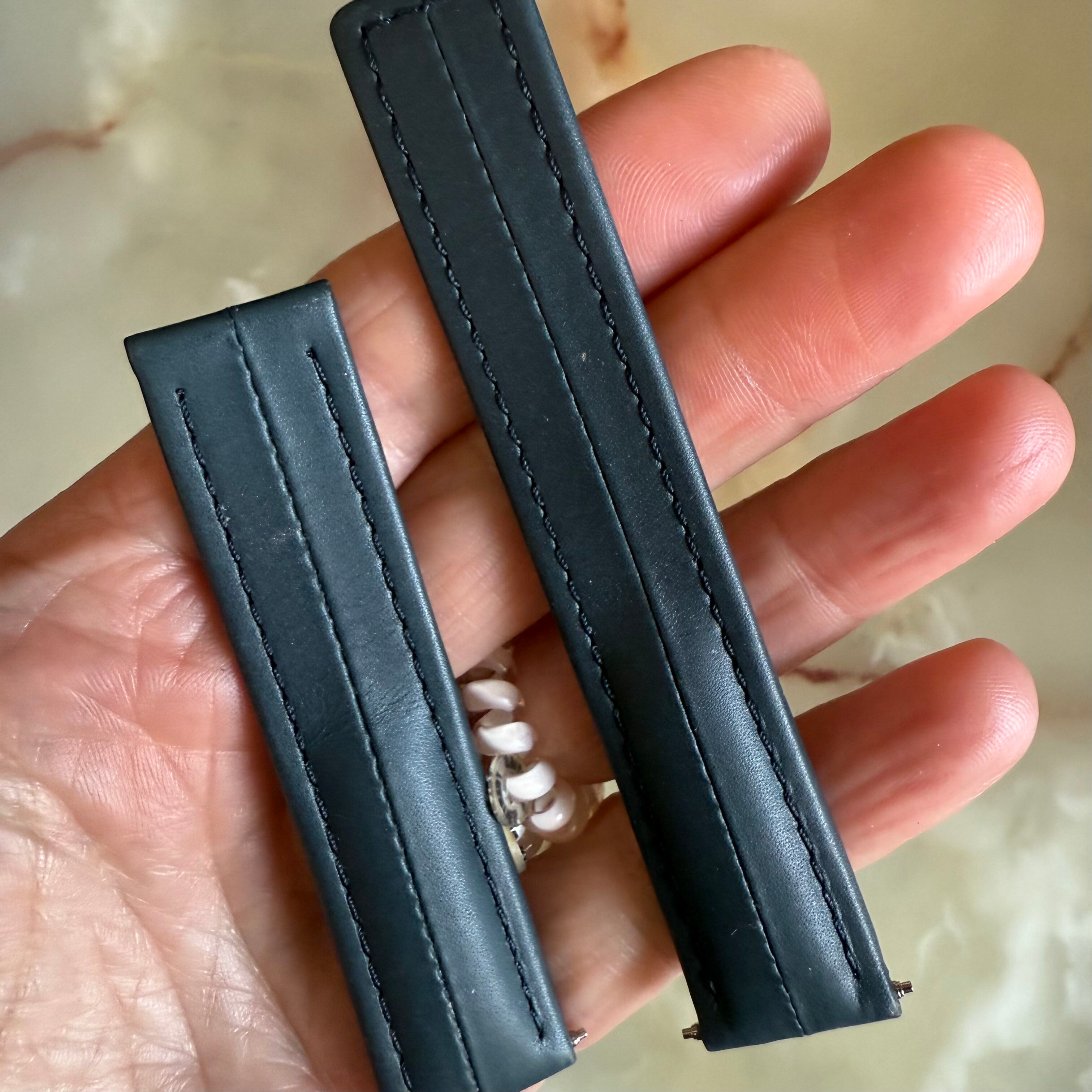 Authentic TAG Heuer Blue Leather Watch Strap Band 18mm FC6019