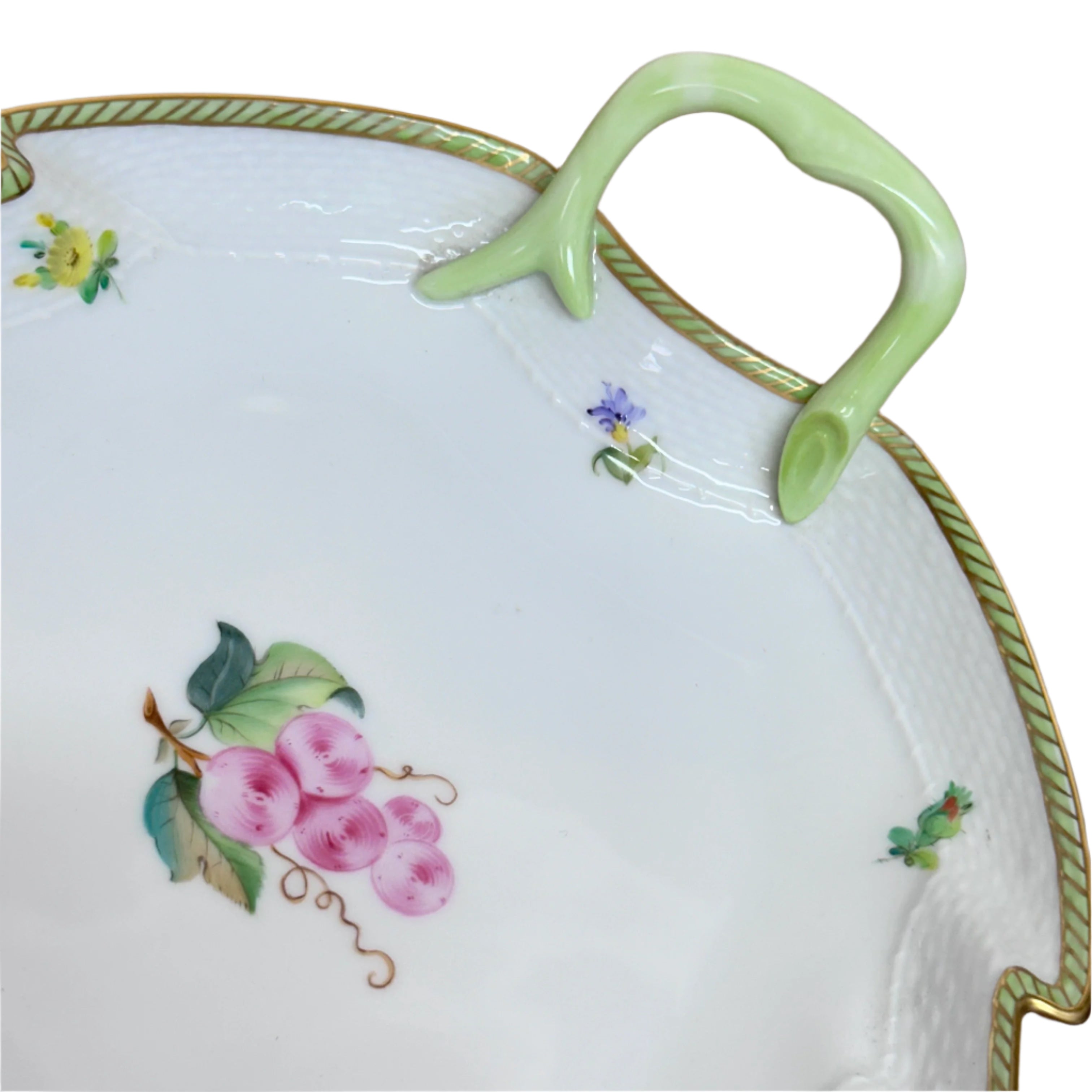 Herend Hungary Porcelain Fruits & Flowers Leaf Dish 200-0-00/EDF-6