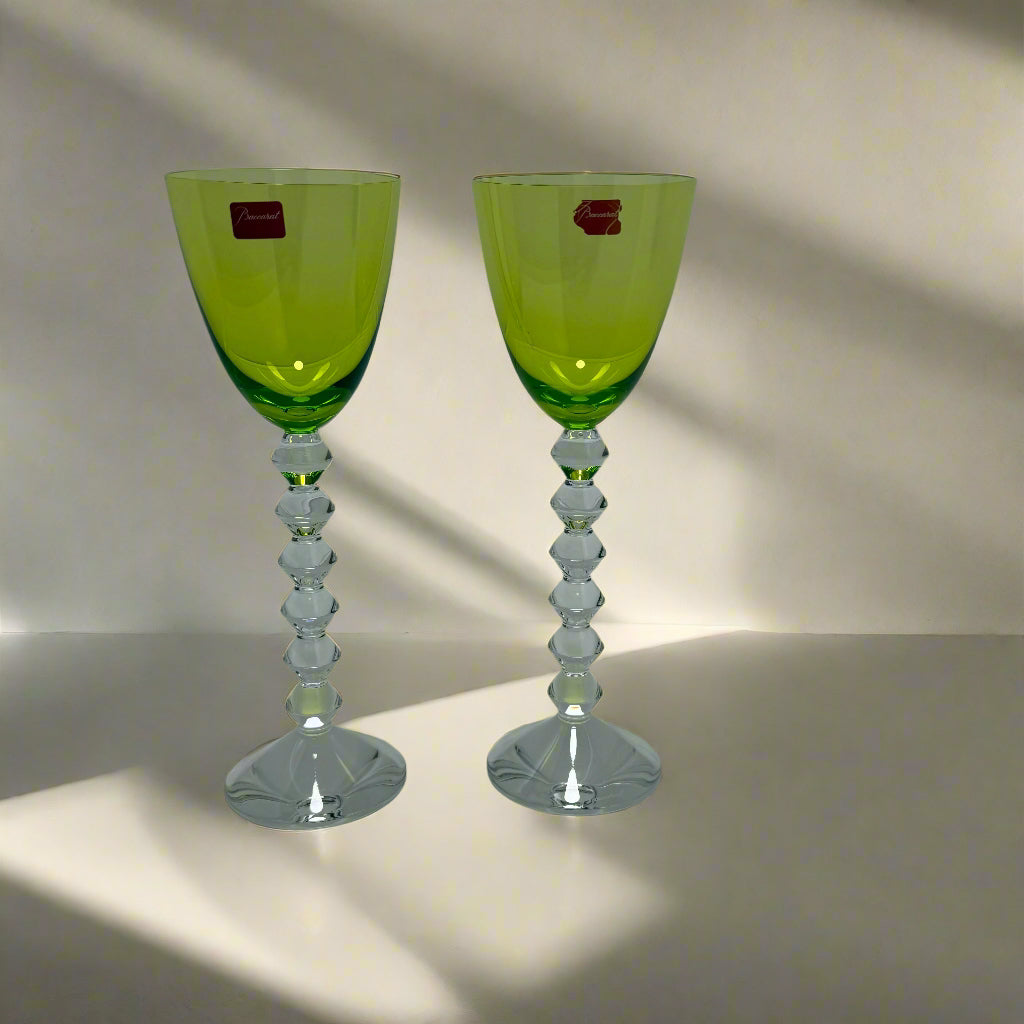 Set of 2 Baccarat Crystal Vega Moss Rhine Wine Glass 2100910