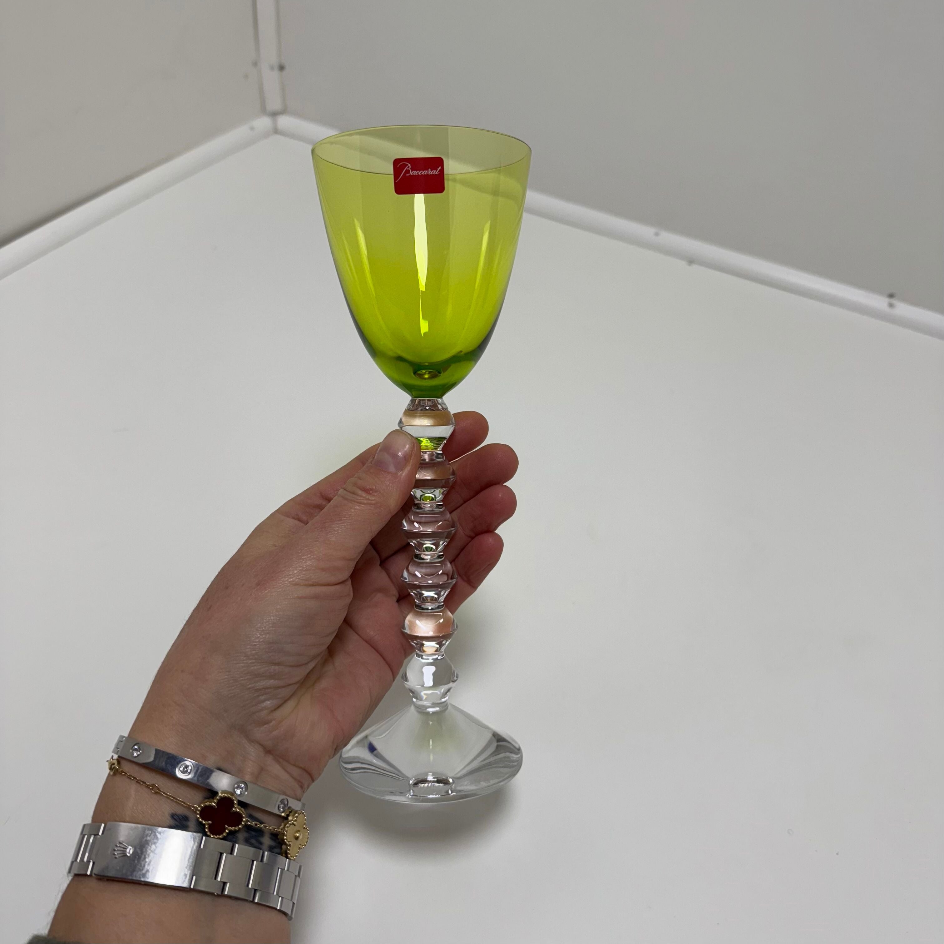 Set of 2 Baccarat Crystal Vega Moss Rhine Wine Glass 2100910