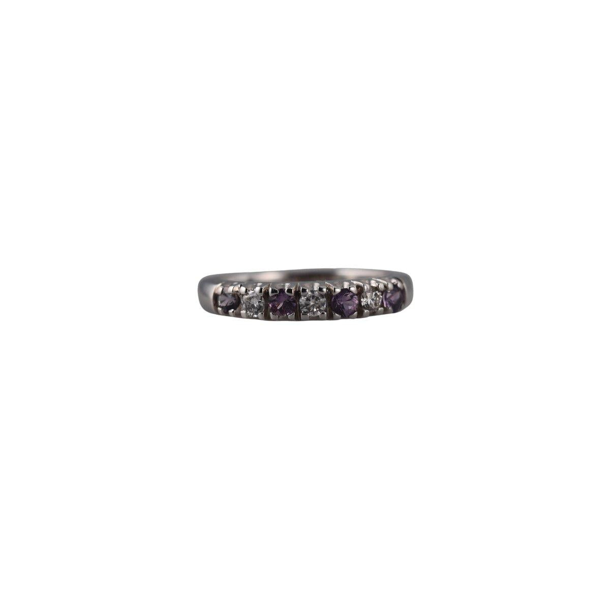 Kallati White Gold Diamond Pink Sapphire Wedding Band Ring