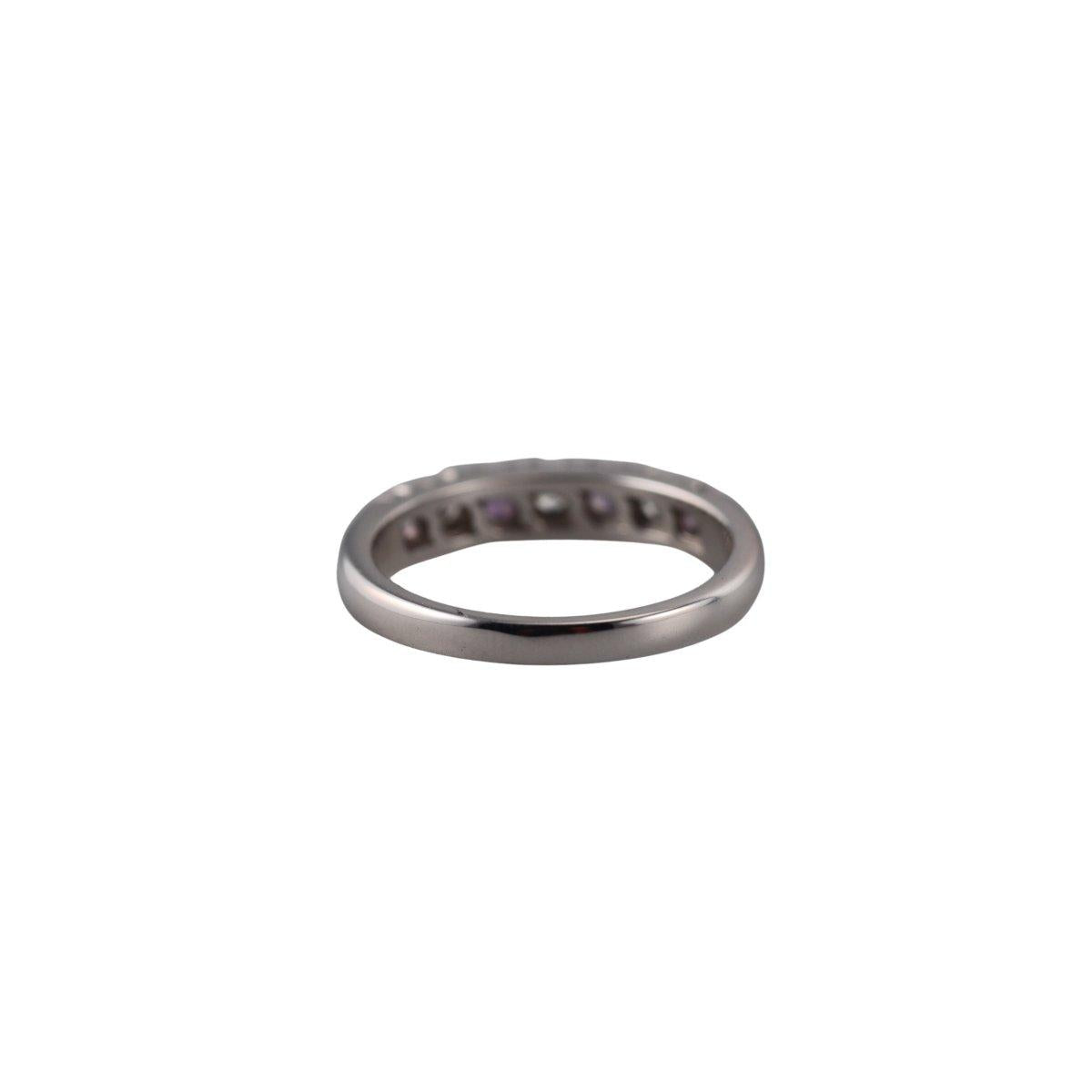 Kallati White Gold Diamond Pink Sapphire Wedding Band Ring