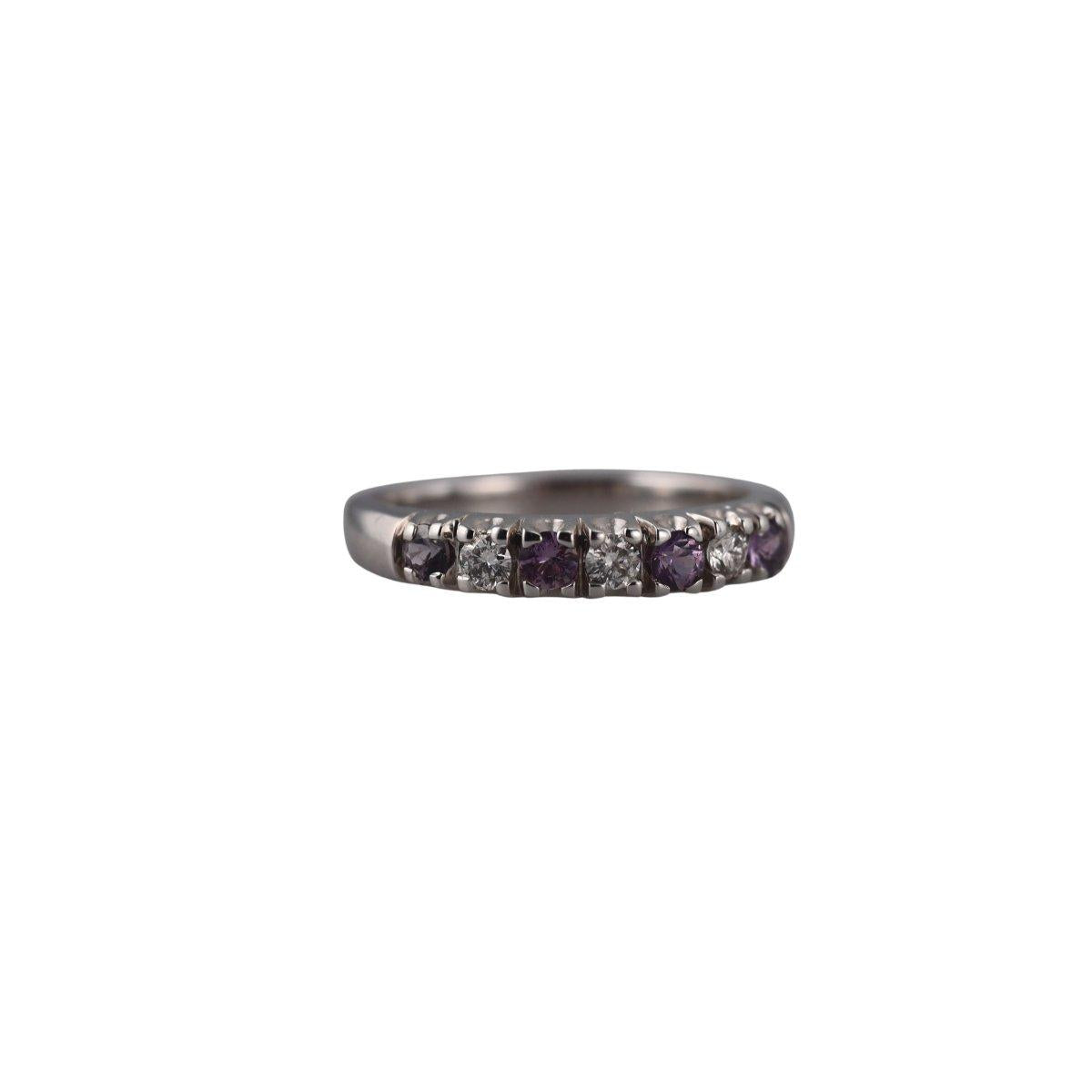 Kallati White Gold Diamond Pink Sapphire Wedding Band Ring